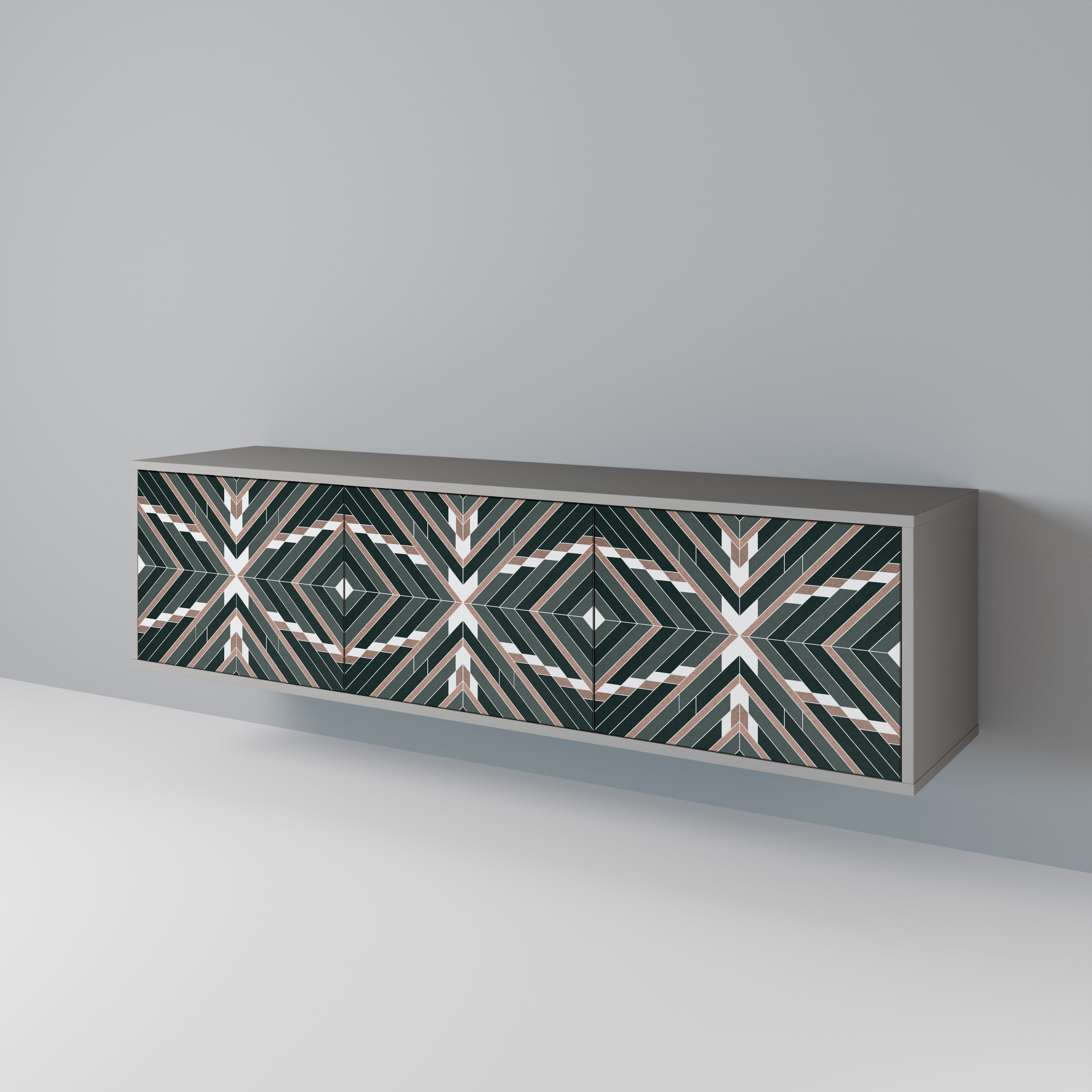 Mueble de TV de 3 puertas DIMENSION DELIGHTS en acabado gris