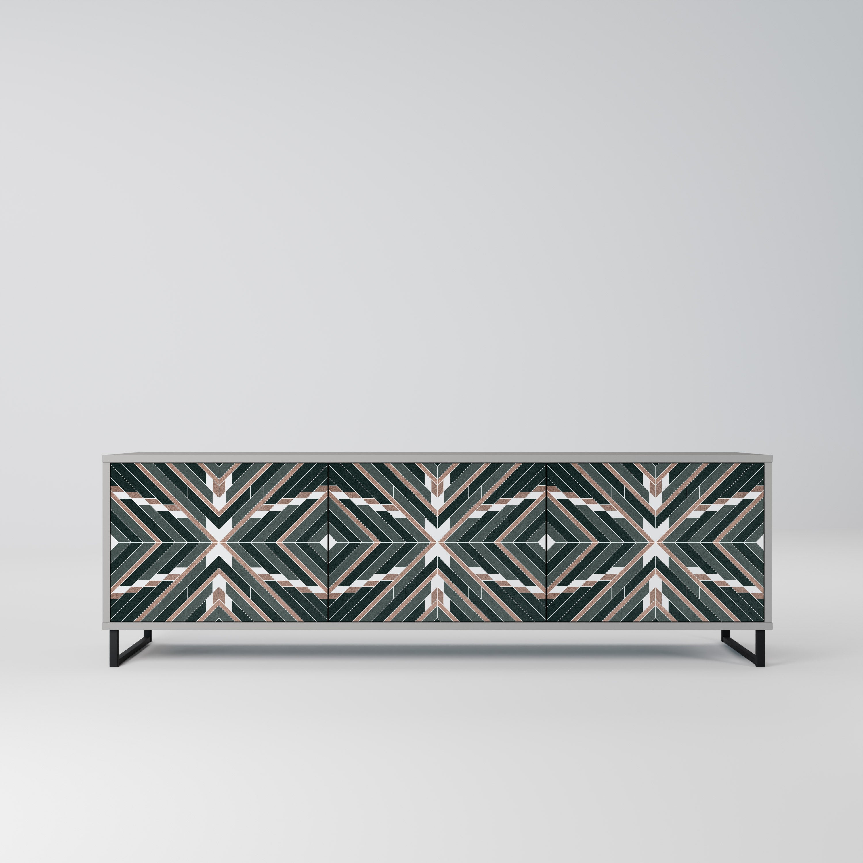 Mueble de TV de 3 puertas DIMENSION DELIGHTS en acabado gris