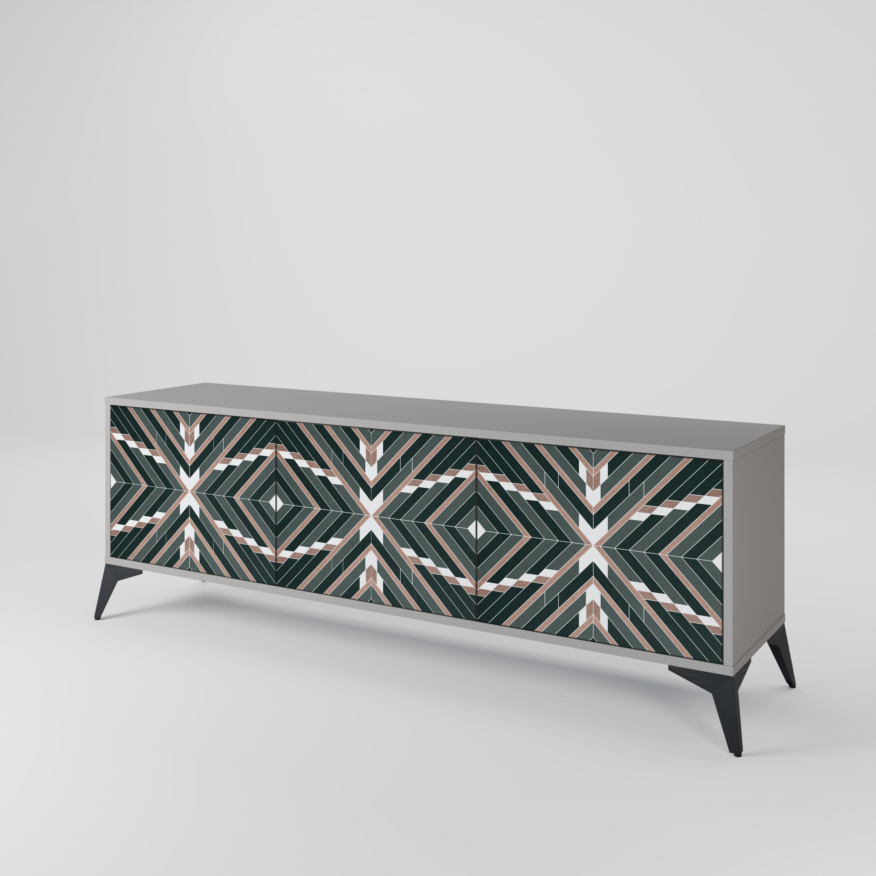 Mueble de TV de 3 puertas DIMENSION DELIGHTS en acabado gris