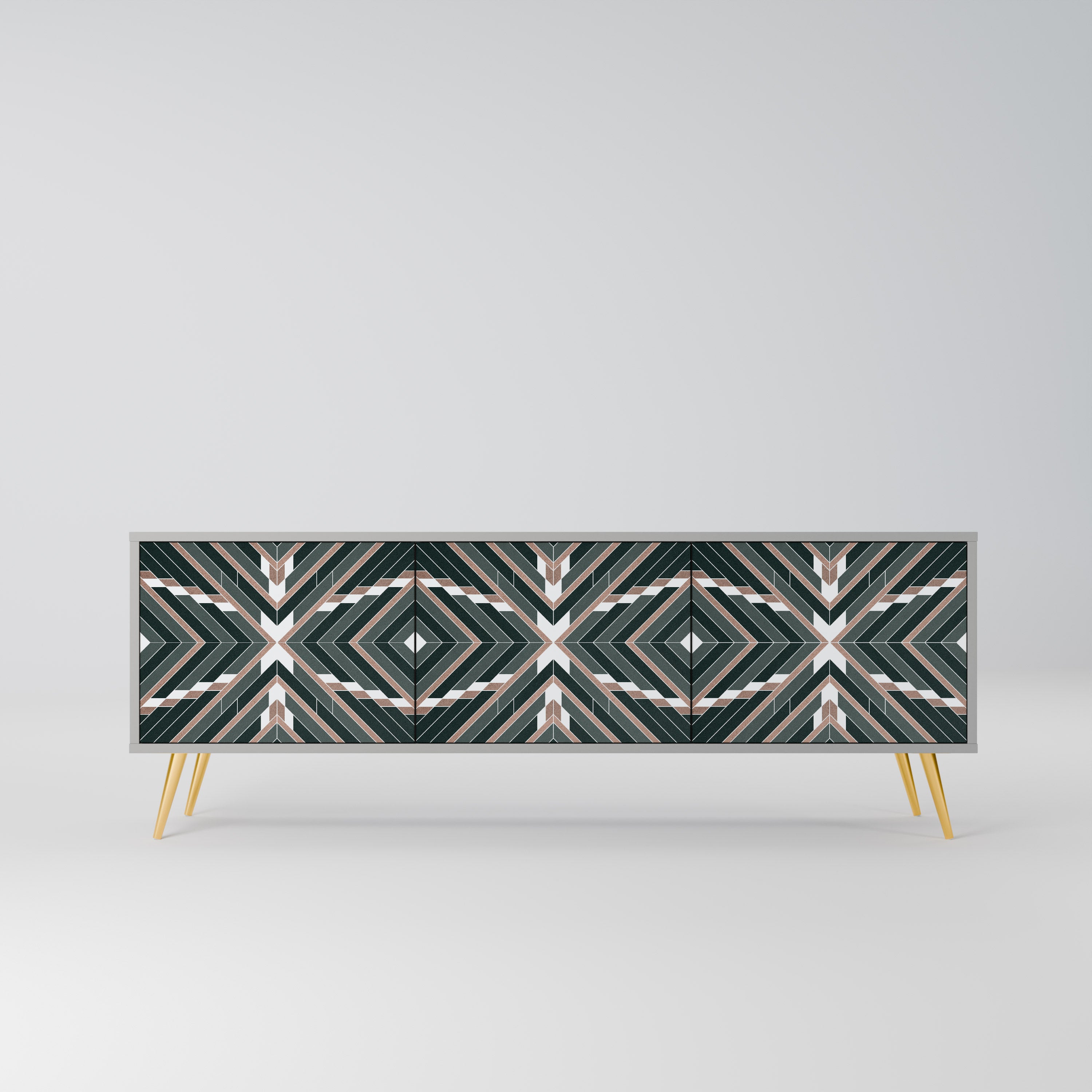 Mueble de TV de 3 puertas DIMENSION DELIGHTS en acabado gris