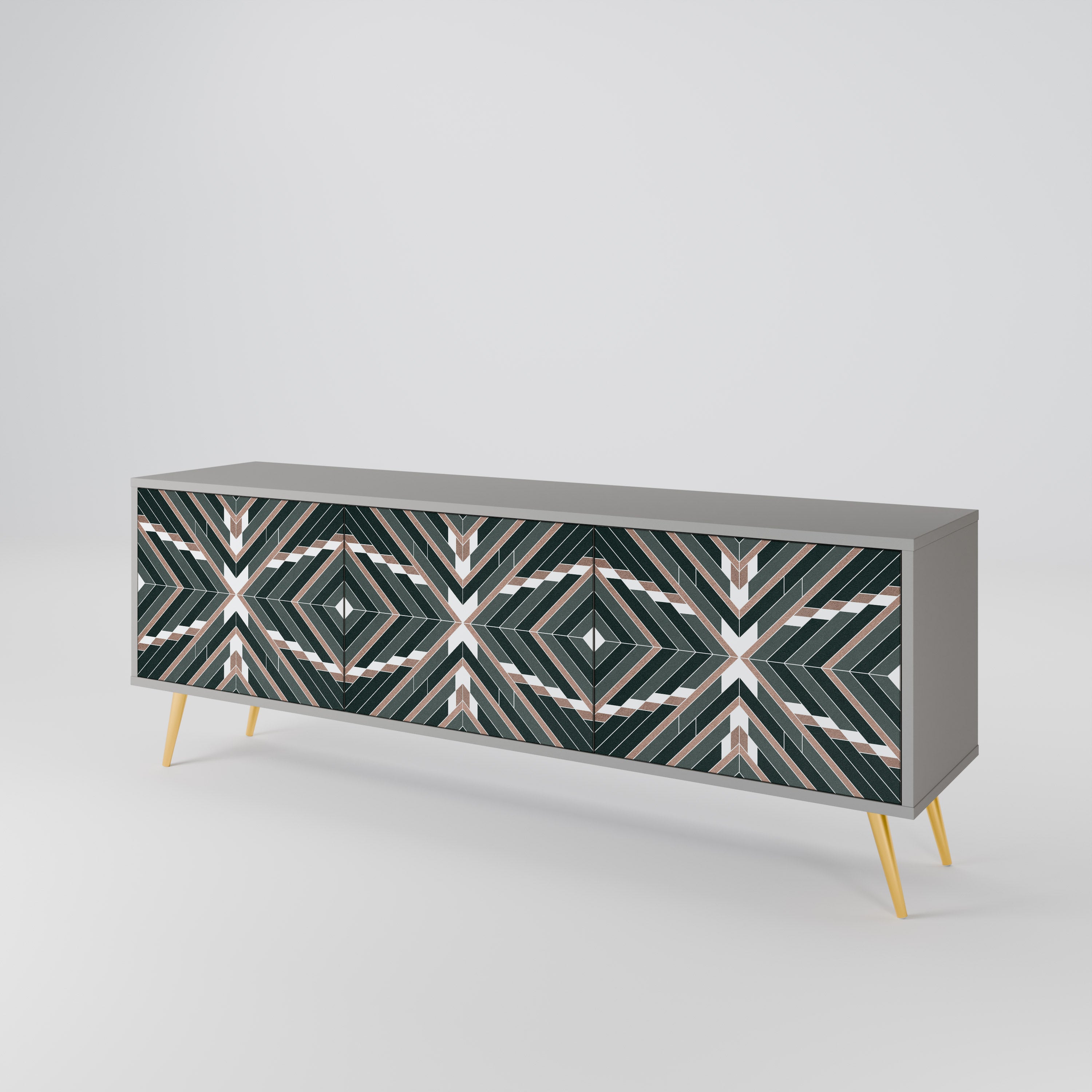 Mueble de TV de 3 puertas DIMENSION DELIGHTS en acabado gris