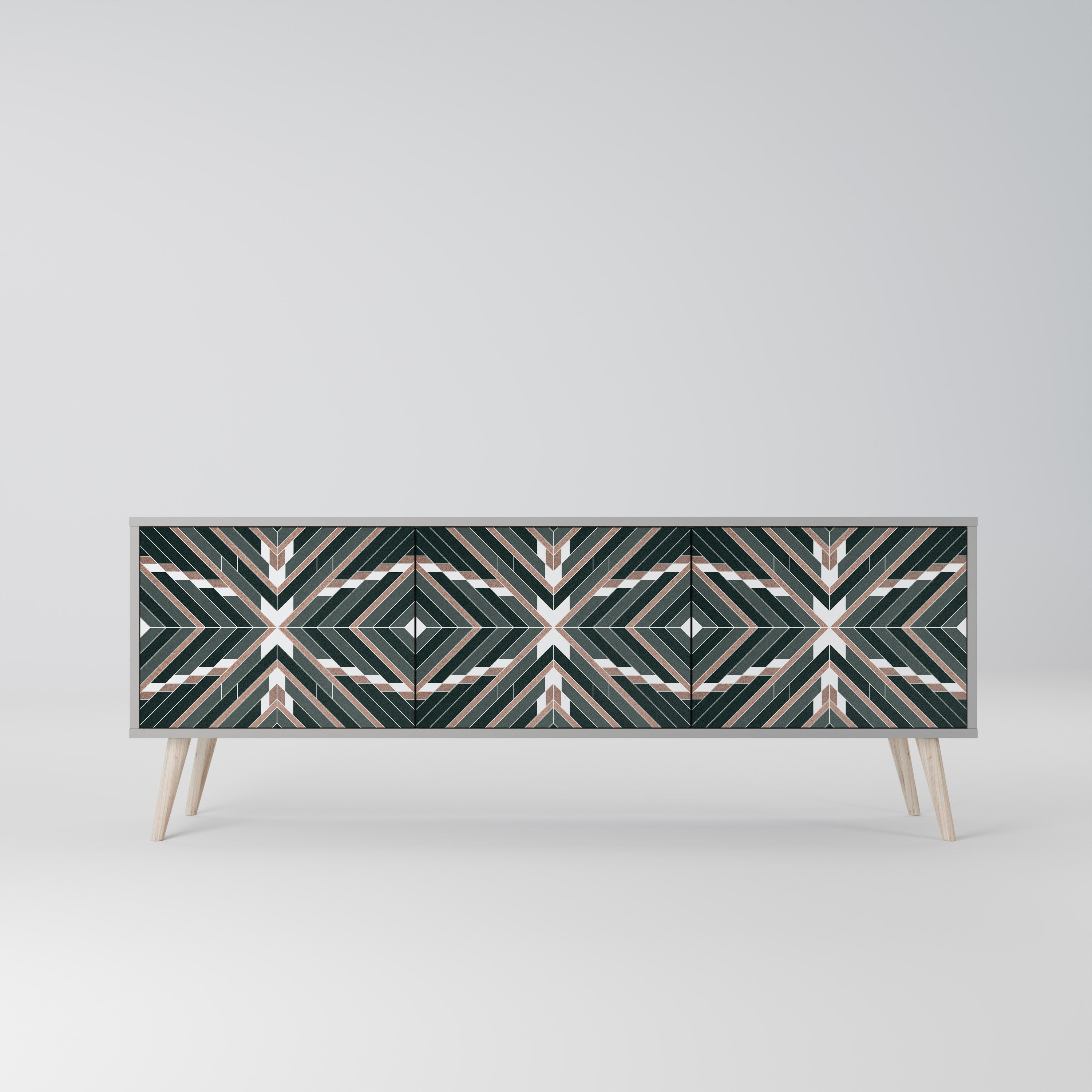 Mueble de TV de 3 puertas DIMENSION DELIGHTS en acabado gris