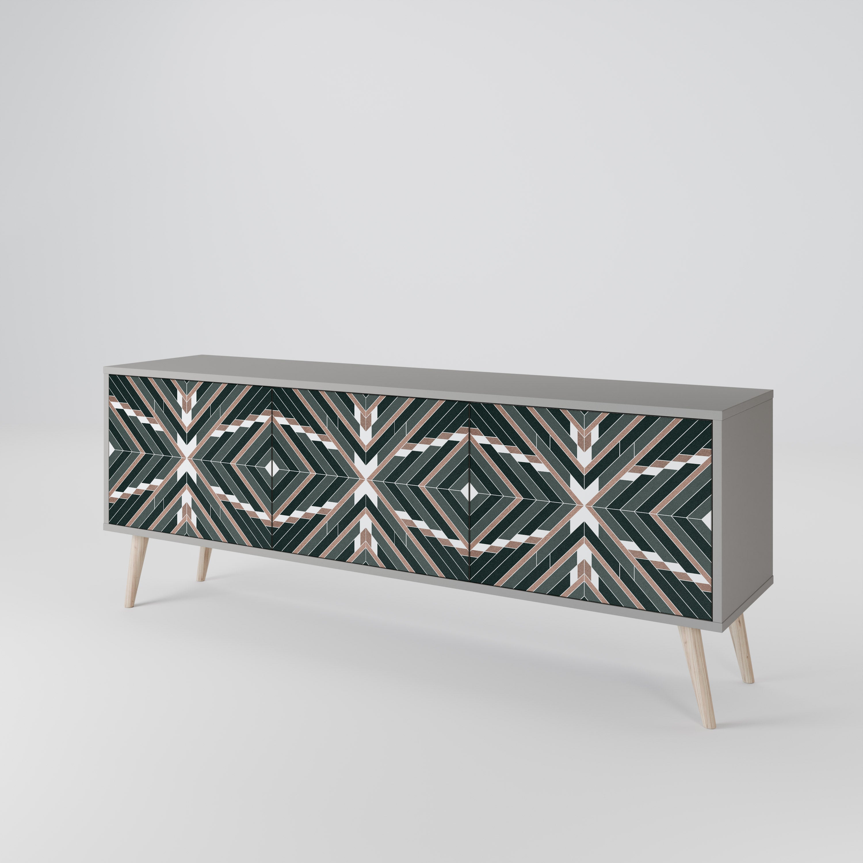 Mueble de TV de 3 puertas DIMENSION DELIGHTS en acabado gris