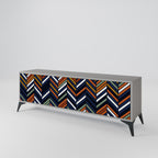 VIBRANT PATCHWORK Mueble de TV de 3 Puertas en Acabado Gris