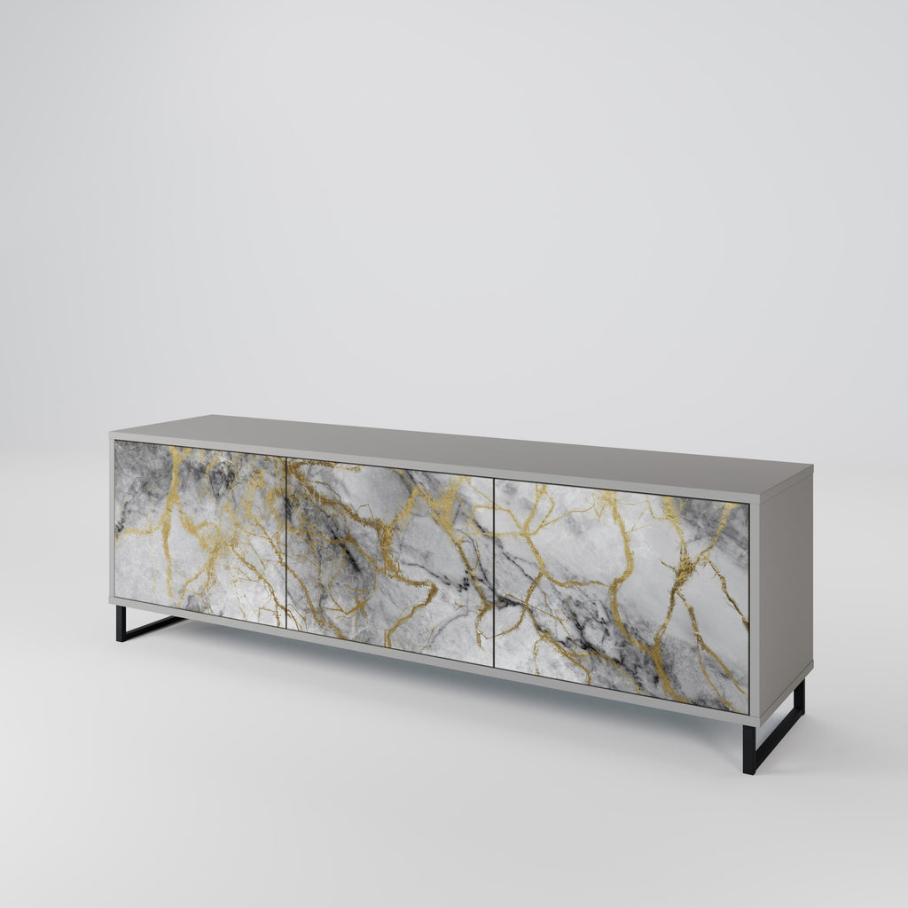 Mueble de TV de 3 puertas TIMELESS GLIDE con acabado gris