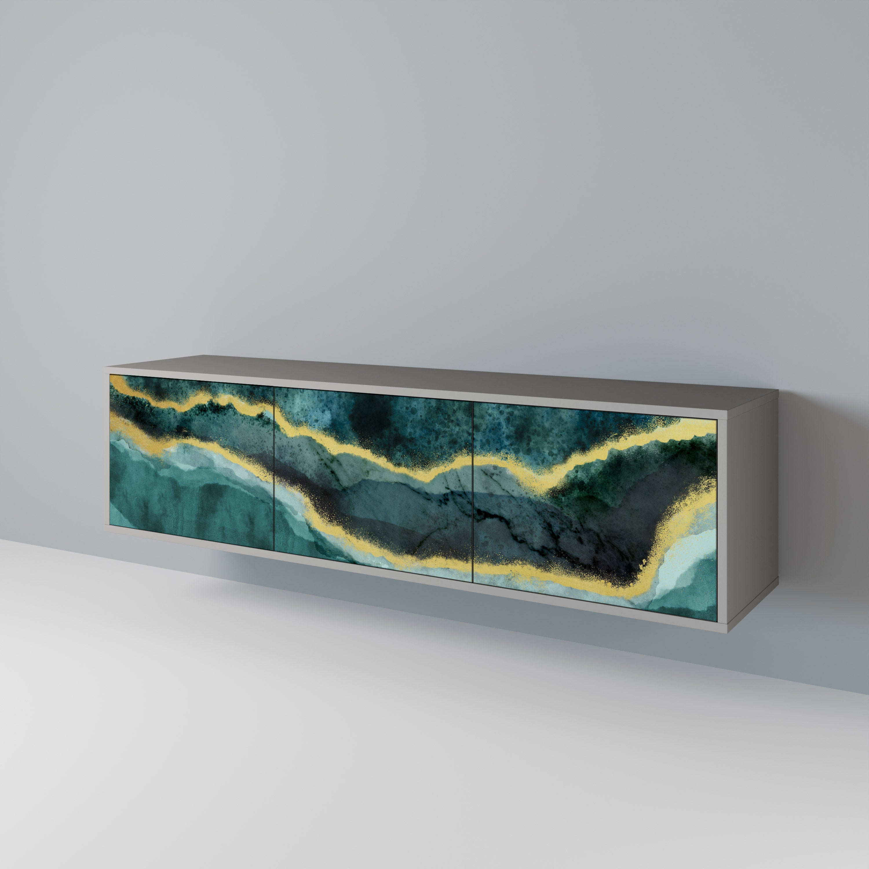 Mueble de TV de 3 puertas GOLDRUSH ODYSSEY en acabado gris