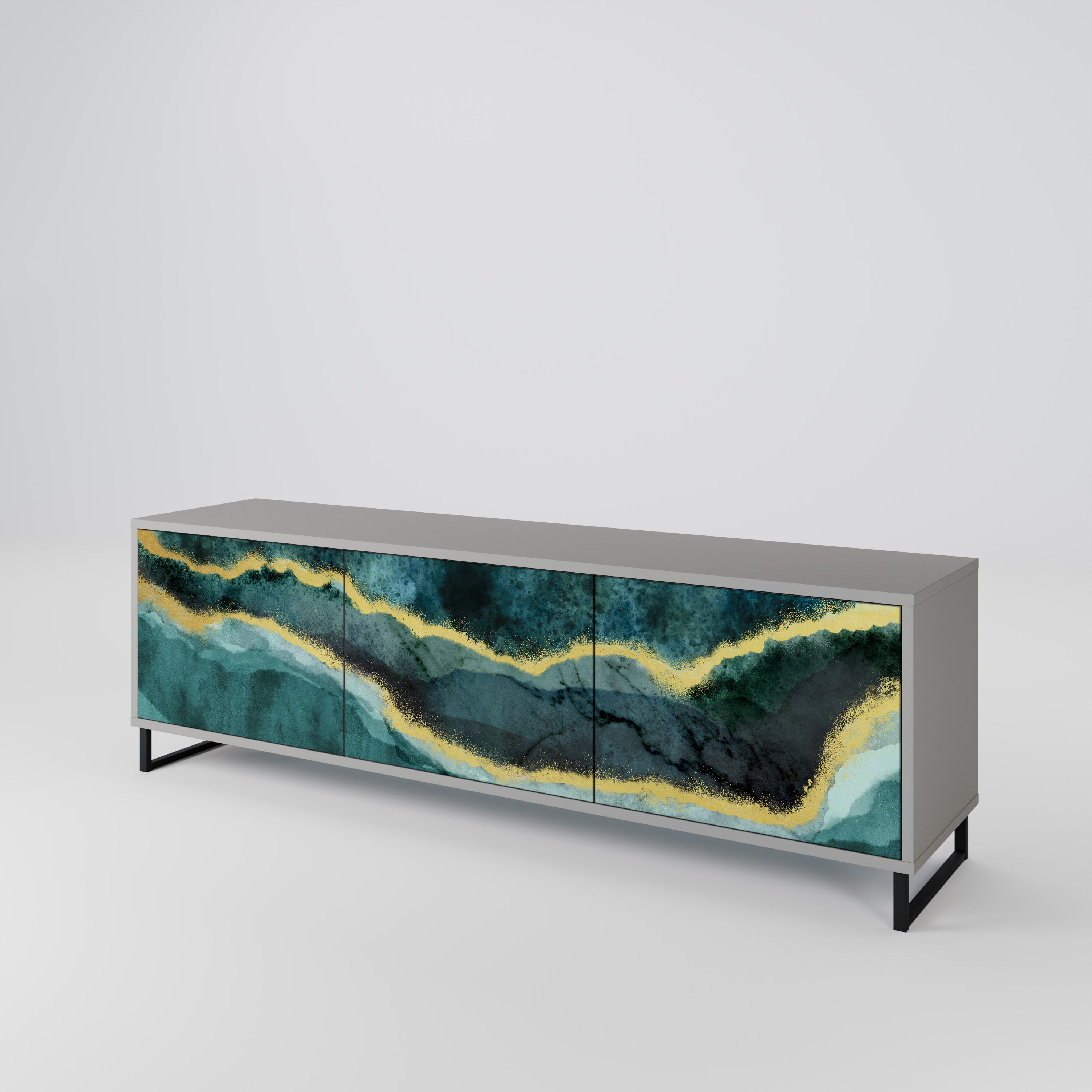 Mueble de TV de 3 puertas GOLDRUSH ODYSSEY en acabado gris