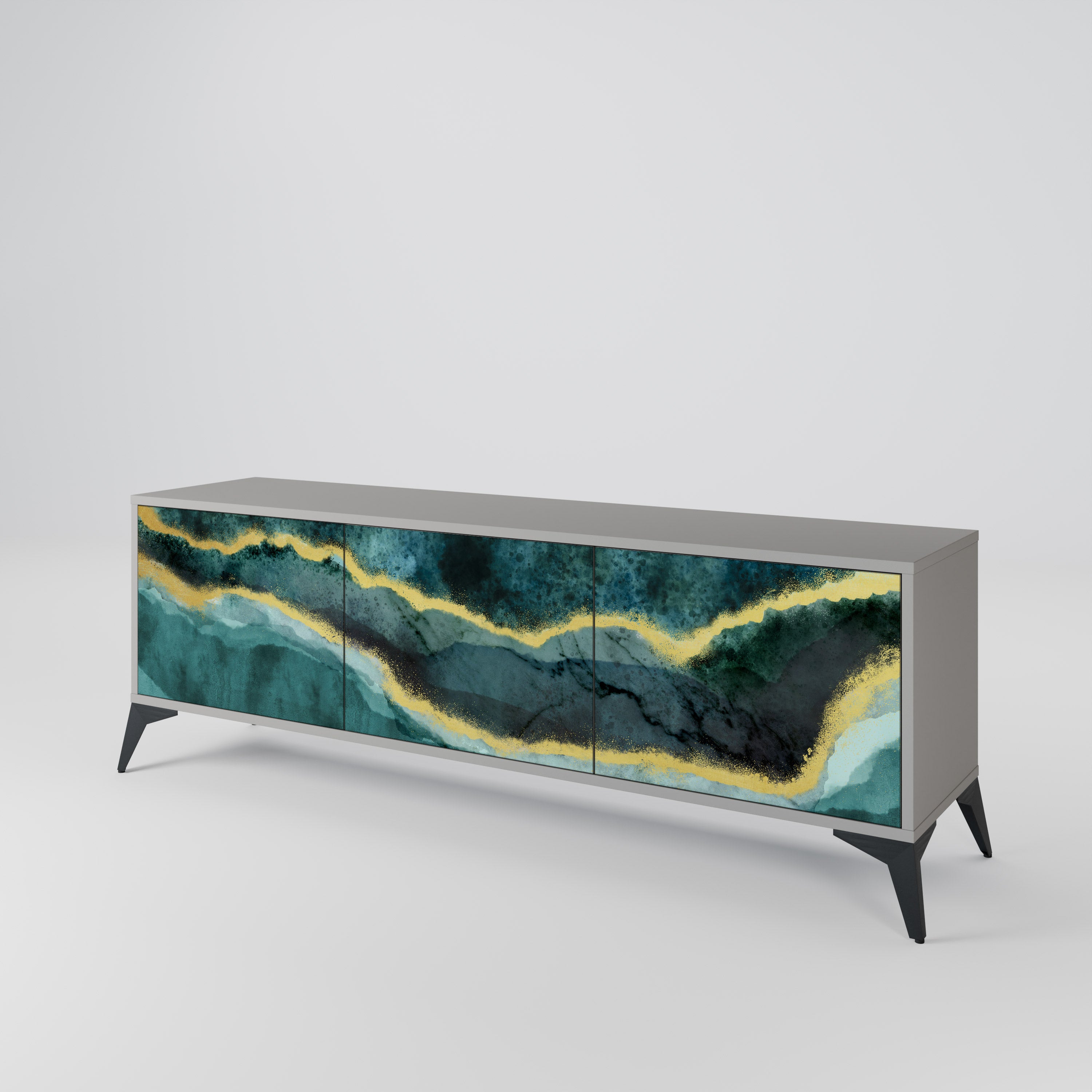 Mueble de TV de 3 puertas GOLDRUSH ODYSSEY en acabado gris
