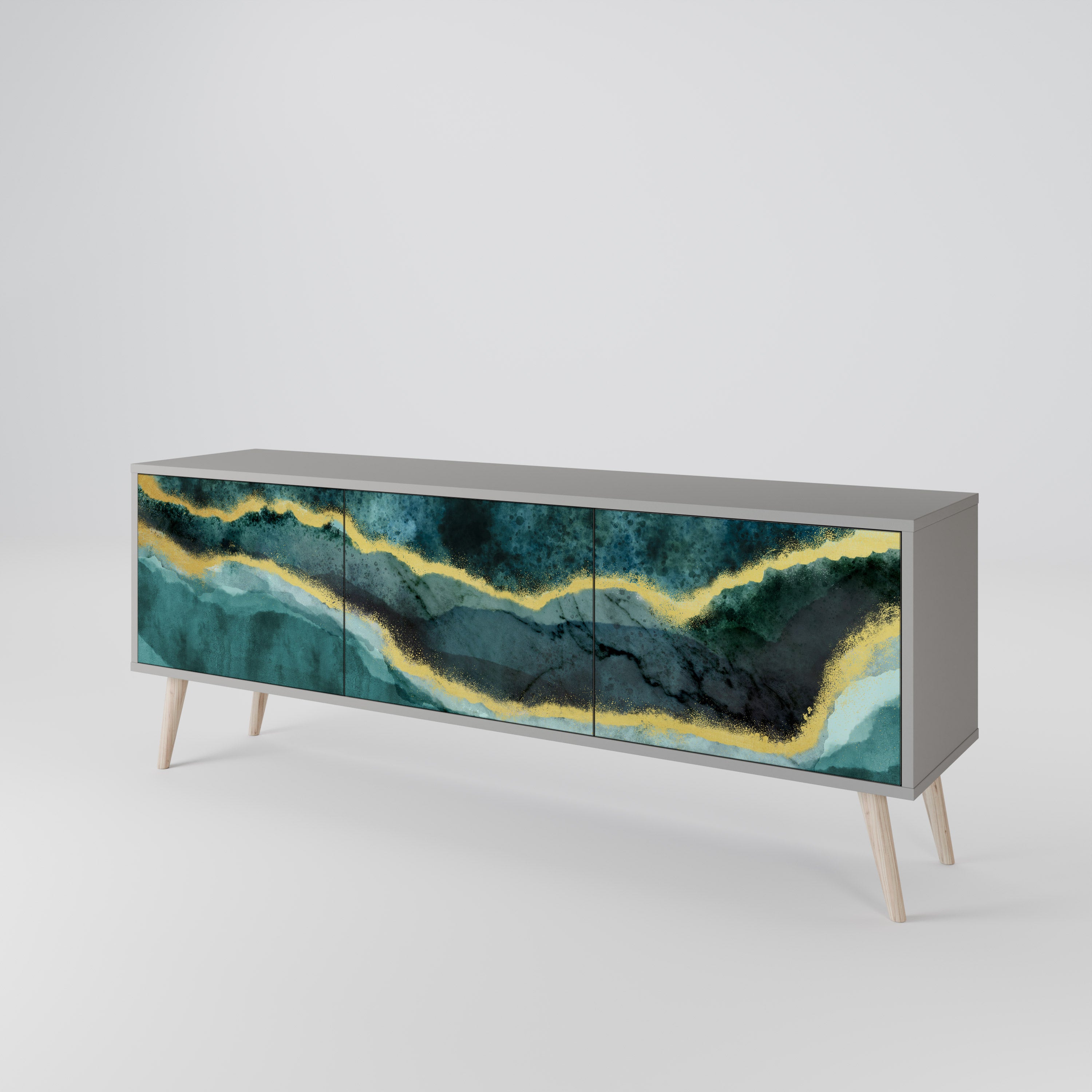 Mueble de TV de 3 puertas GOLDRUSH ODYSSEY en acabado gris