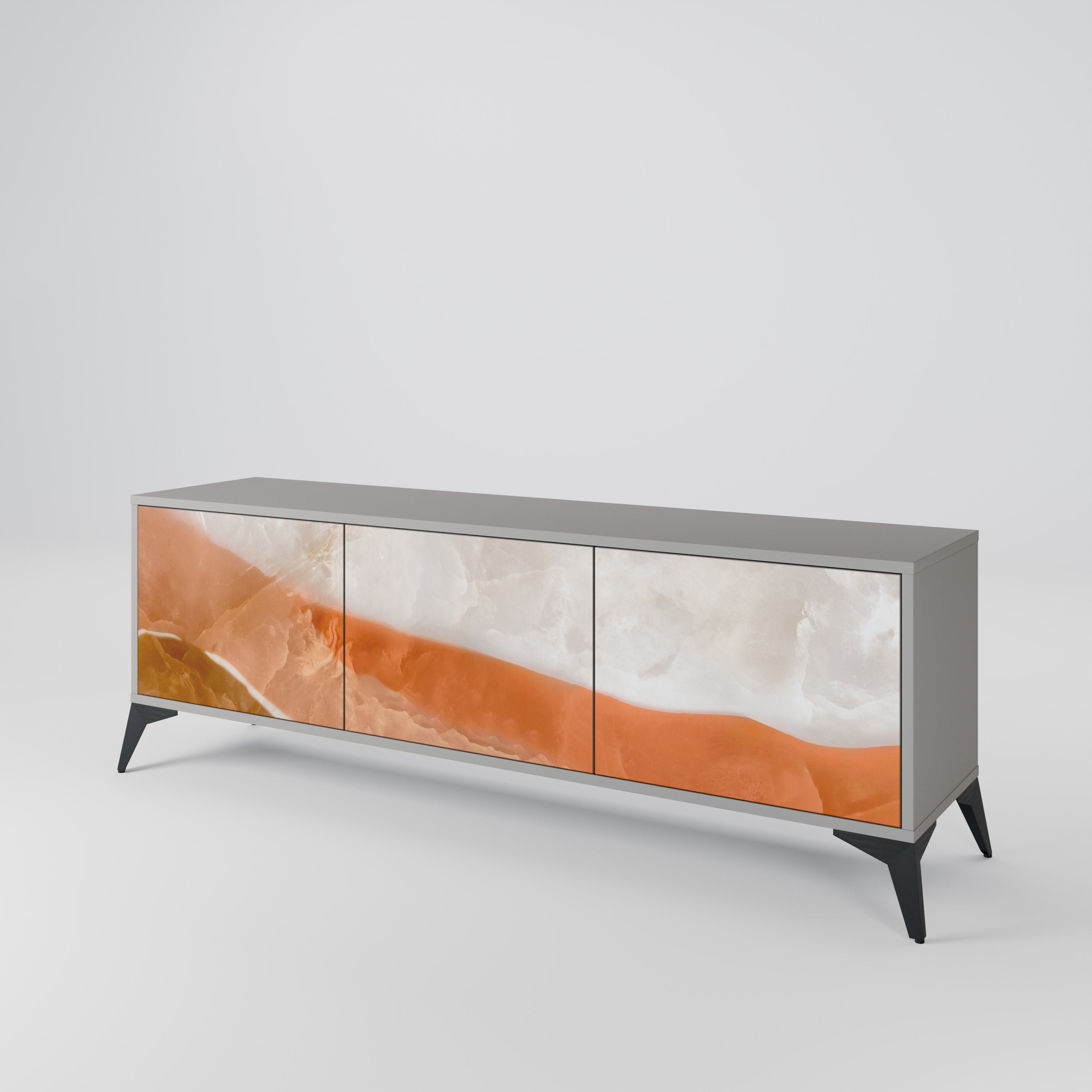 Mueble de TV de 3 puertas Sandhills Splendour en acabado gris