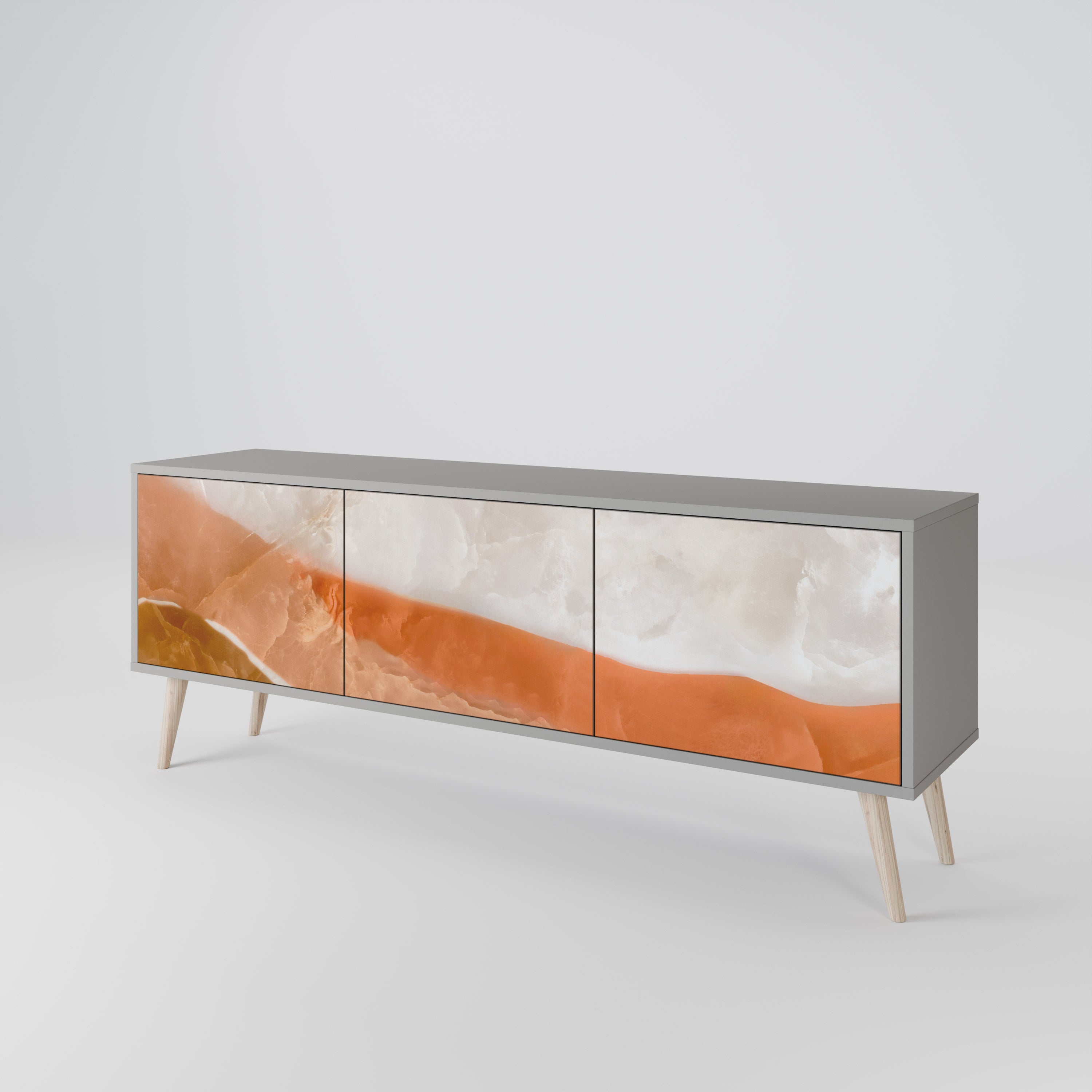 Mueble de TV de 3 puertas Sandhills Splendour en acabado gris