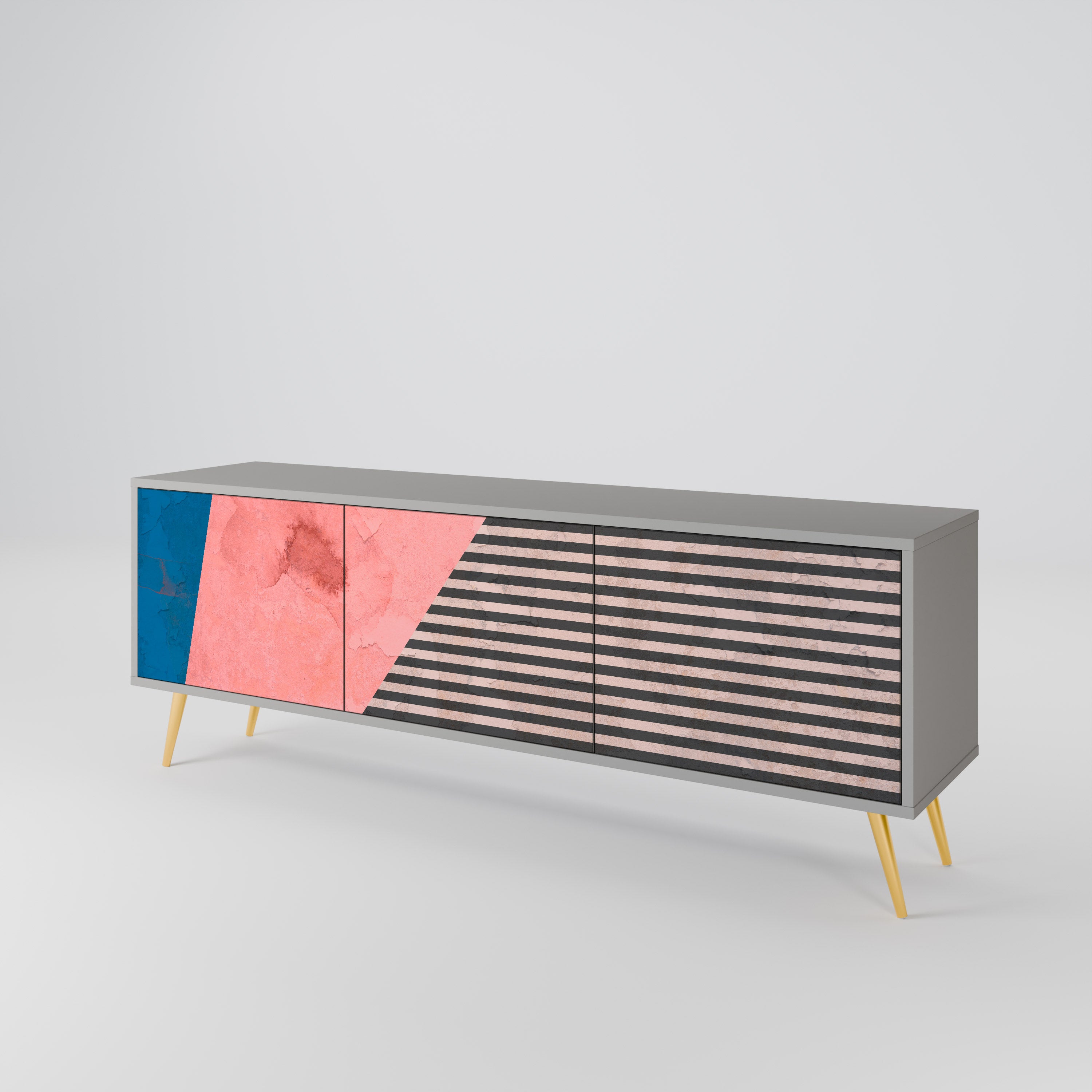 GLAMOROUS STRIPE Mueble de TV de 3 Puertas