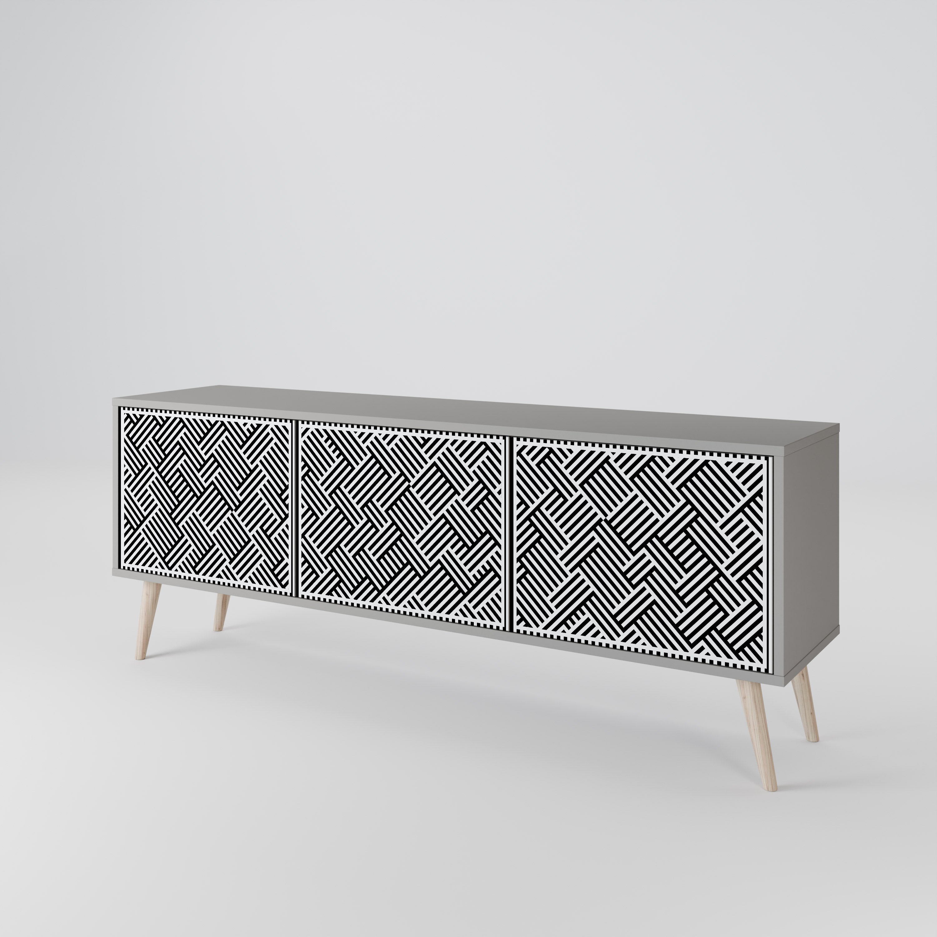 Mueble de TV de 3 puertas TEMPORARY SEQUENCE en acabado gris
