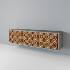 BROWN EYES 3-Door TV Stand in Grey Finish