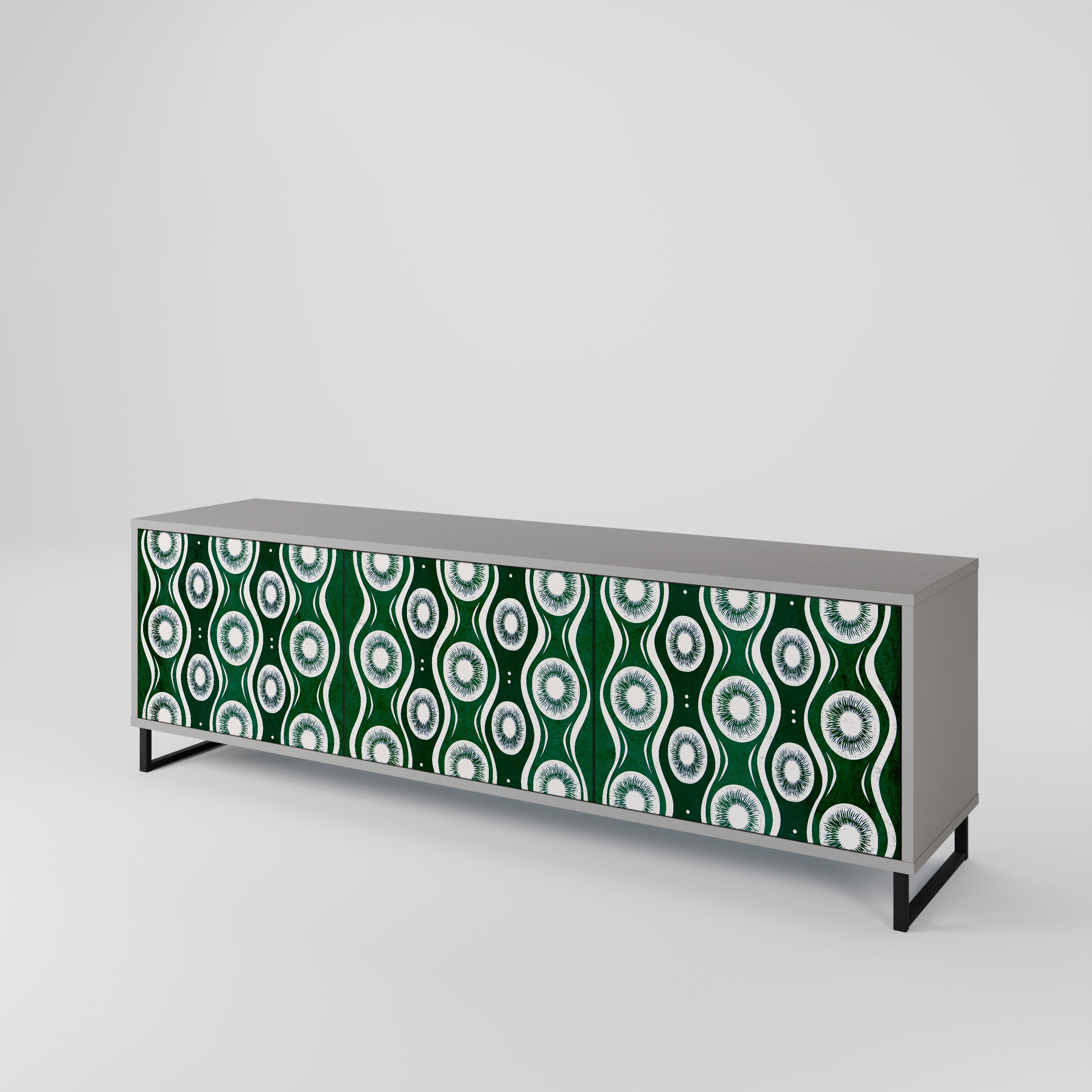 GREEN EYES 3-Door TV Stand in Grey Finish