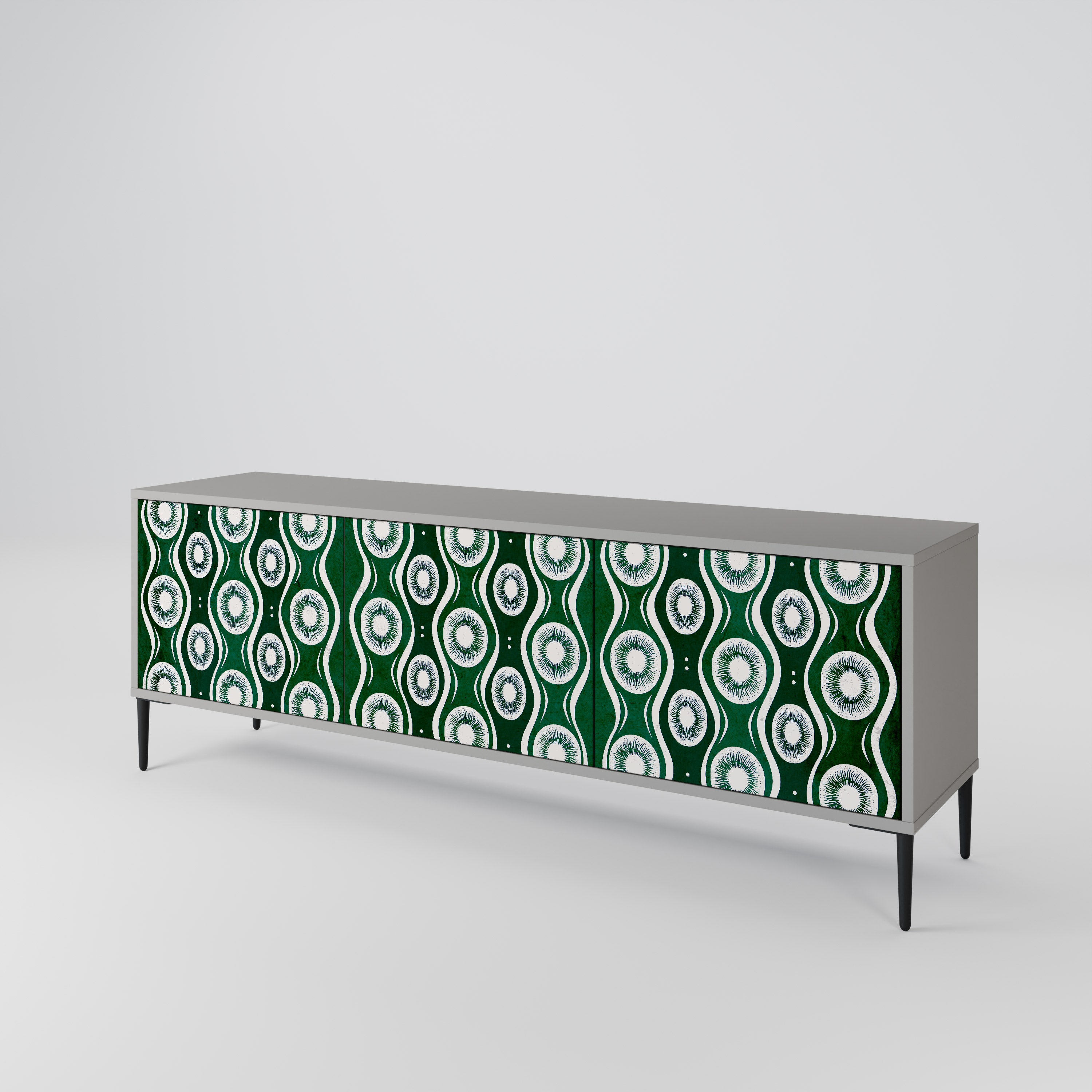 GREEN EYES 3-Door TV Stand in Grey Finish