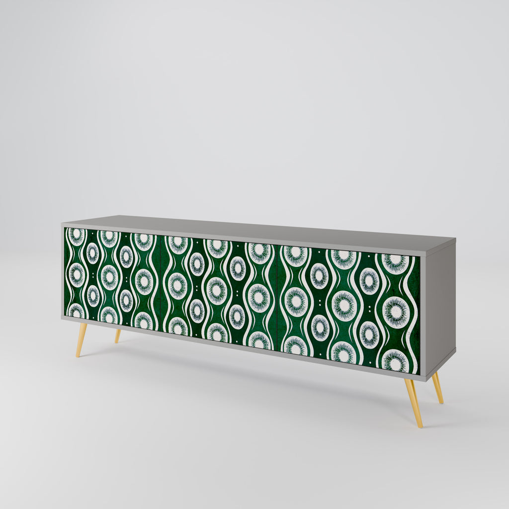 GREEN EYES 3-Door TV Stand in Grey Finish