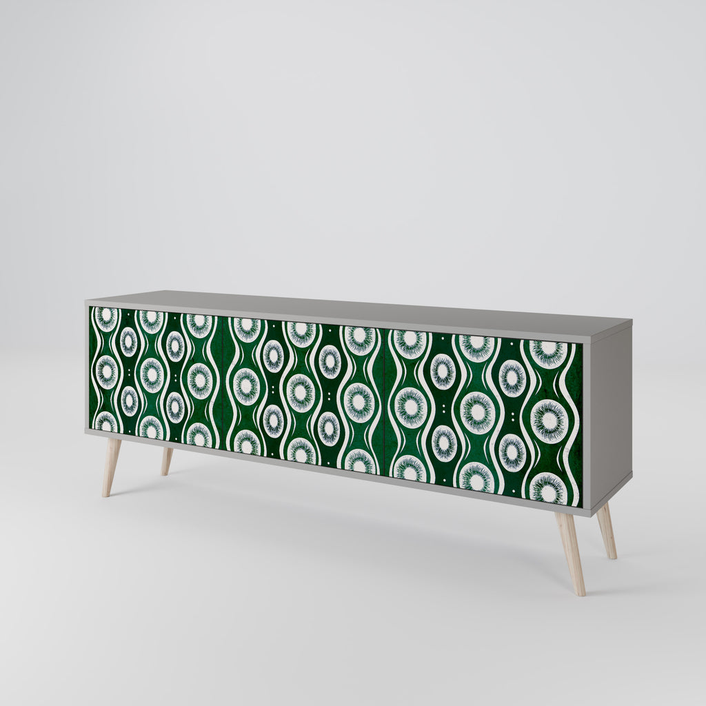 GREEN EYES 3-Door TV Stand in Grey Finish