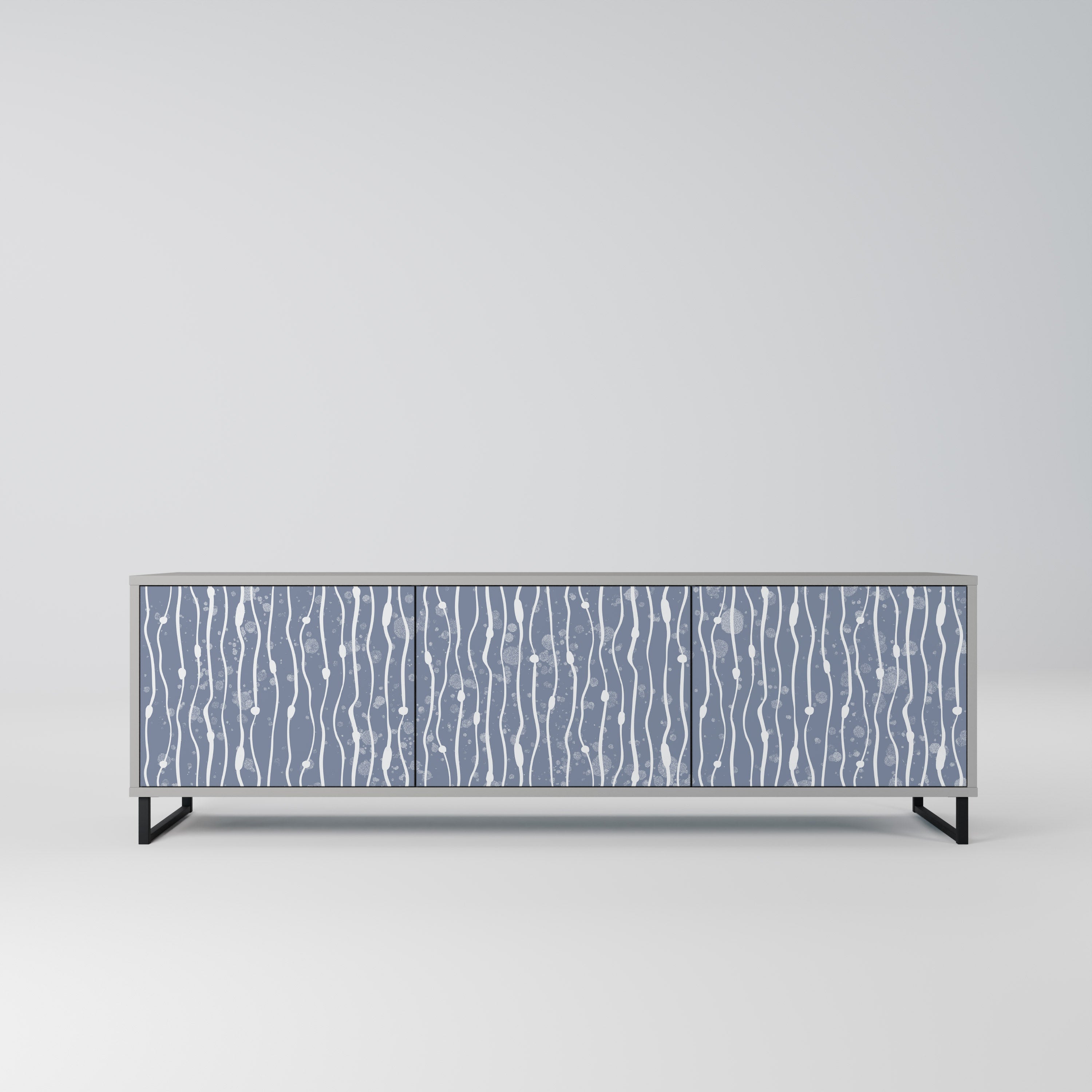 GRAPHITE RAIN 3-Door TV Stand in Grey Finish