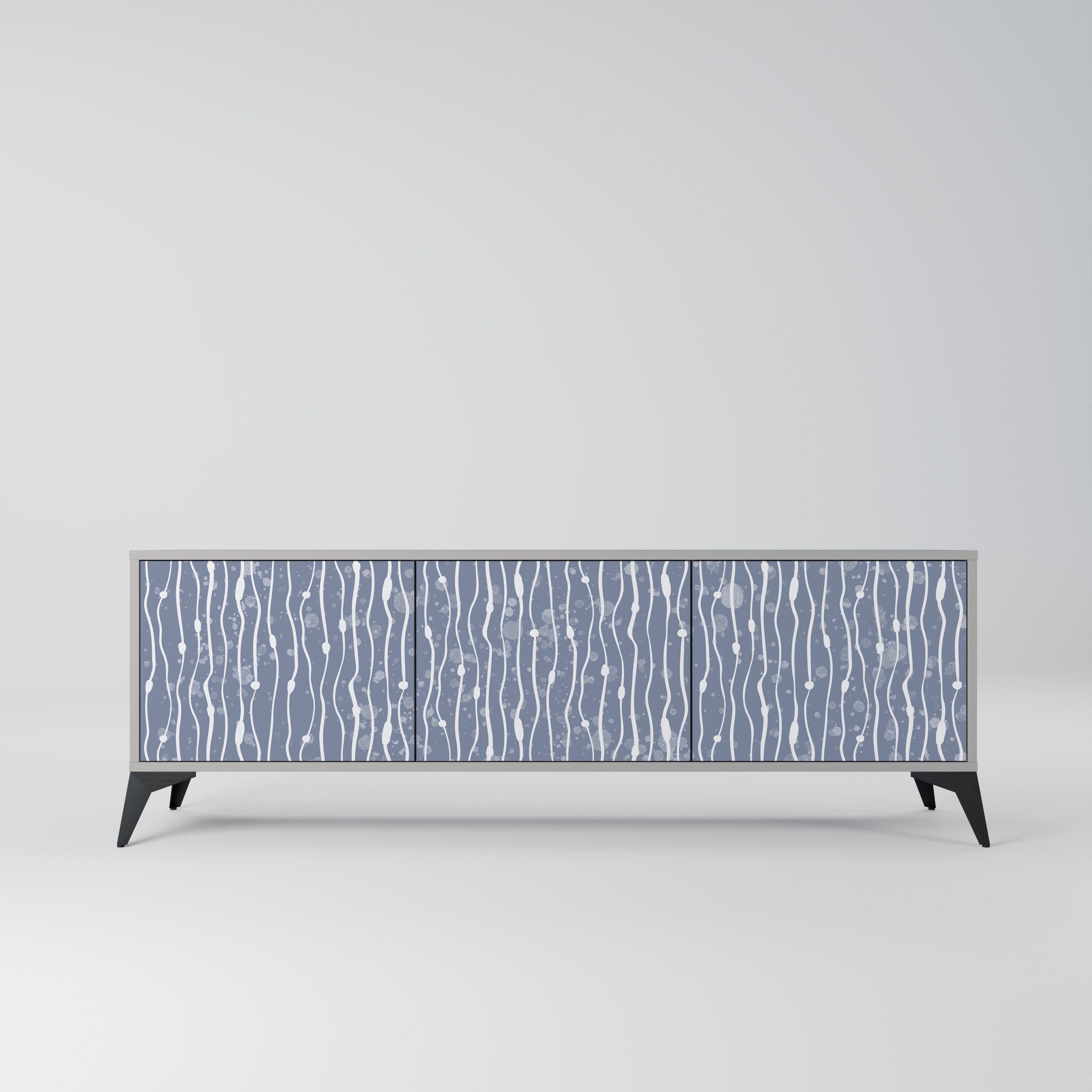 GRAPHITE RAIN 3-Door TV Stand in Grey Finish