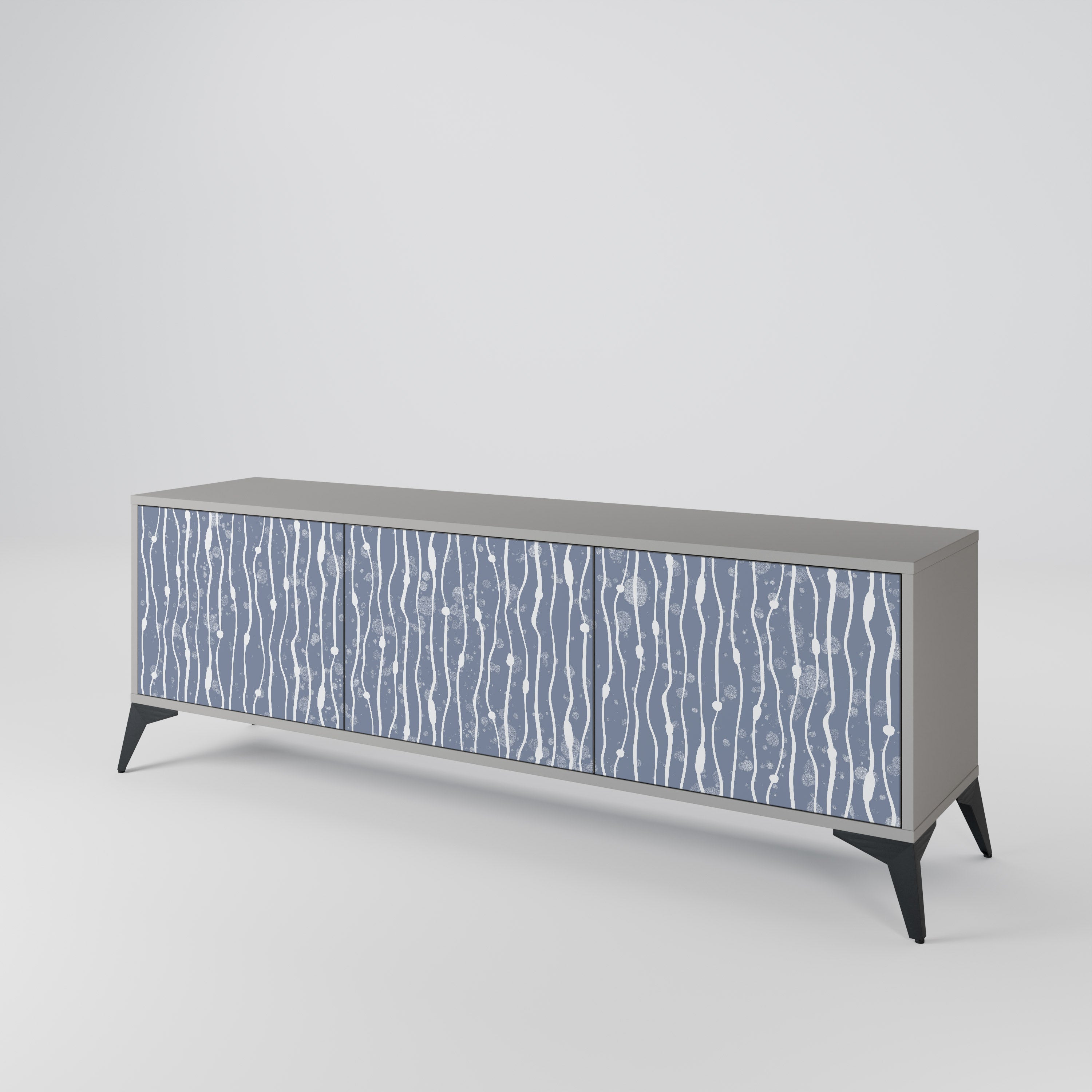 GRAPHITE RAIN 3-Door TV Stand in Grey Finish