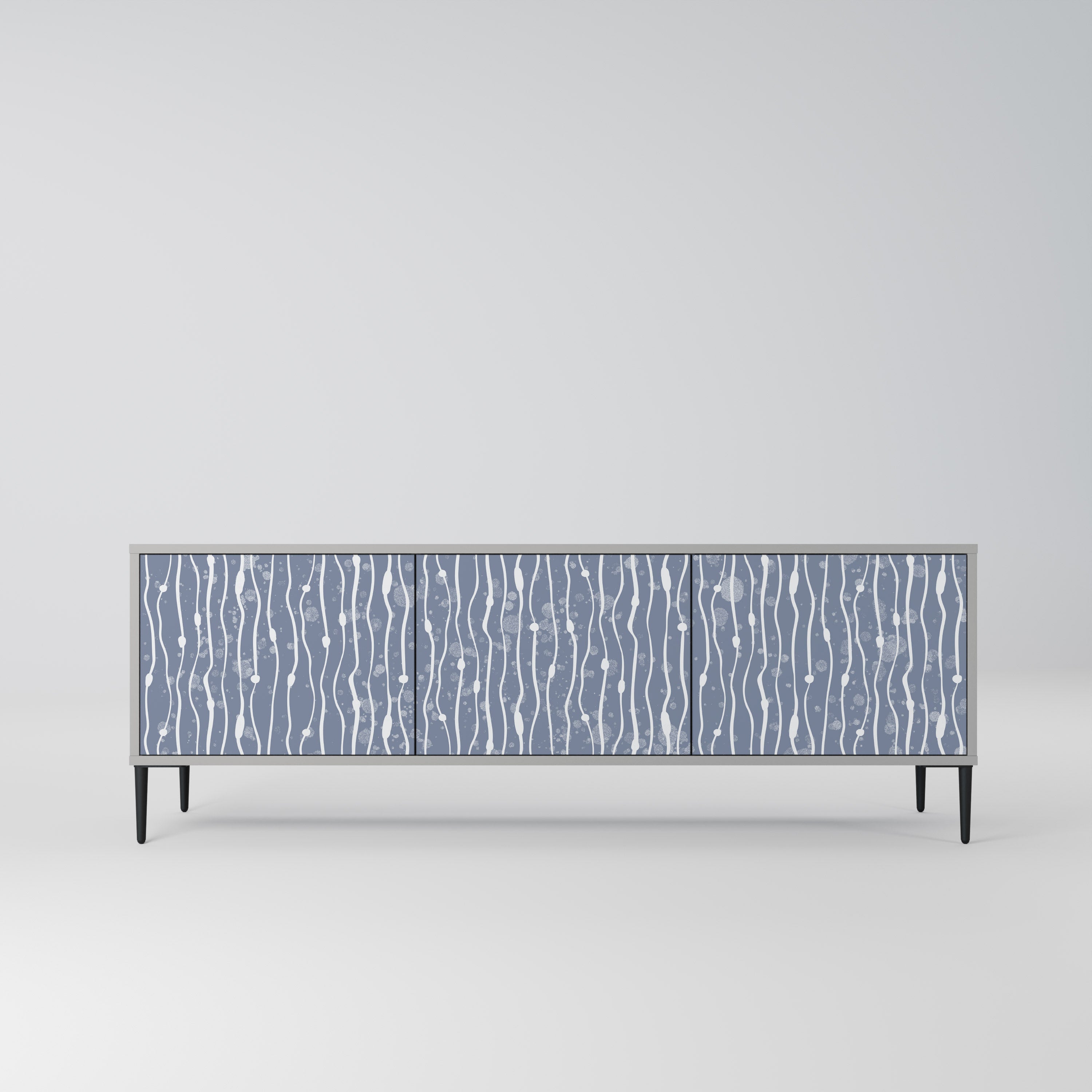GRAPHITE RAIN 3-Door TV Stand in Grey Finish