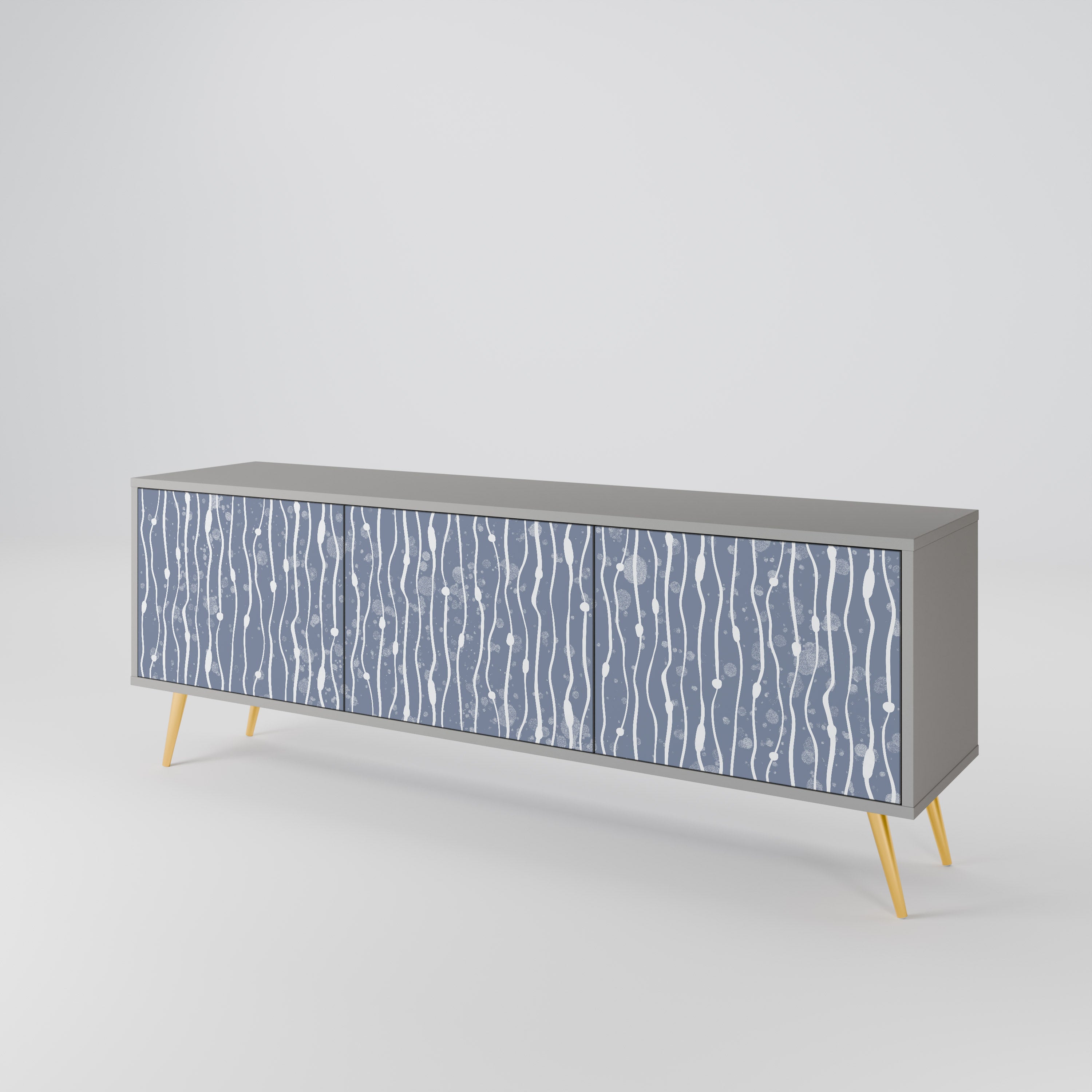 GRAPHITE RAIN 3-Door TV Stand in Grey Finish