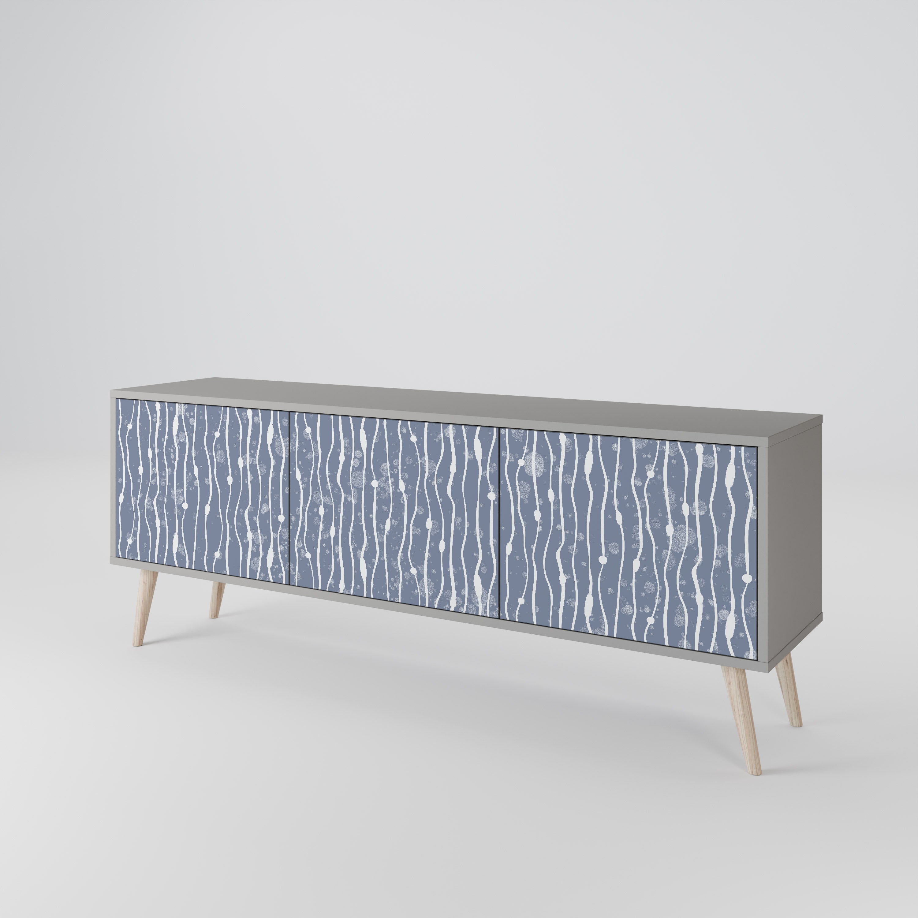 GRAPHITE RAIN 3-Door TV Stand in Grey Finish