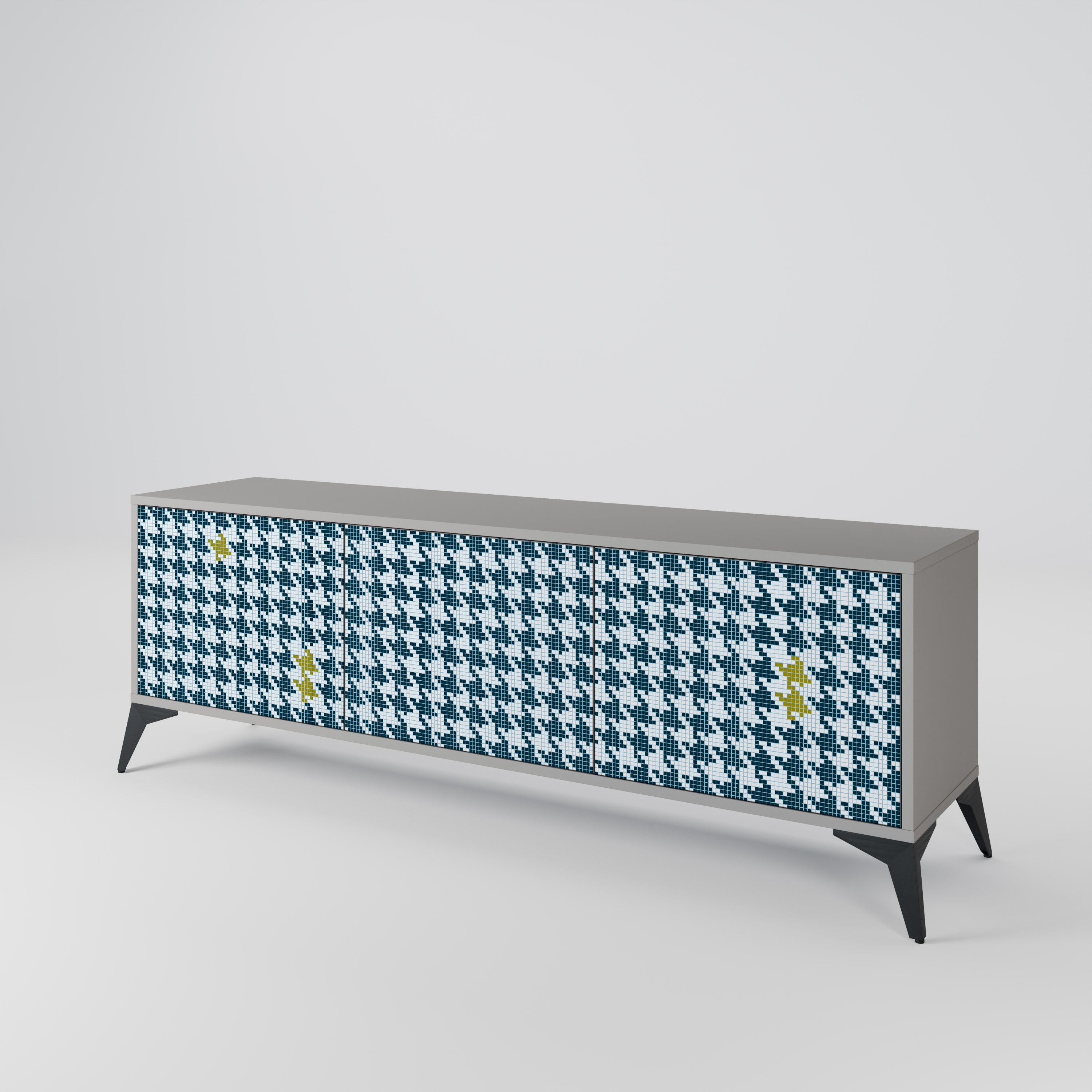 OUT OF CONTEXT 3-Door TV Stand in Grey Finish