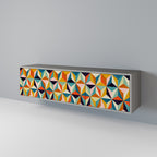 TESSELATE TREASURES 3-Door TV Stand in Grey Finish