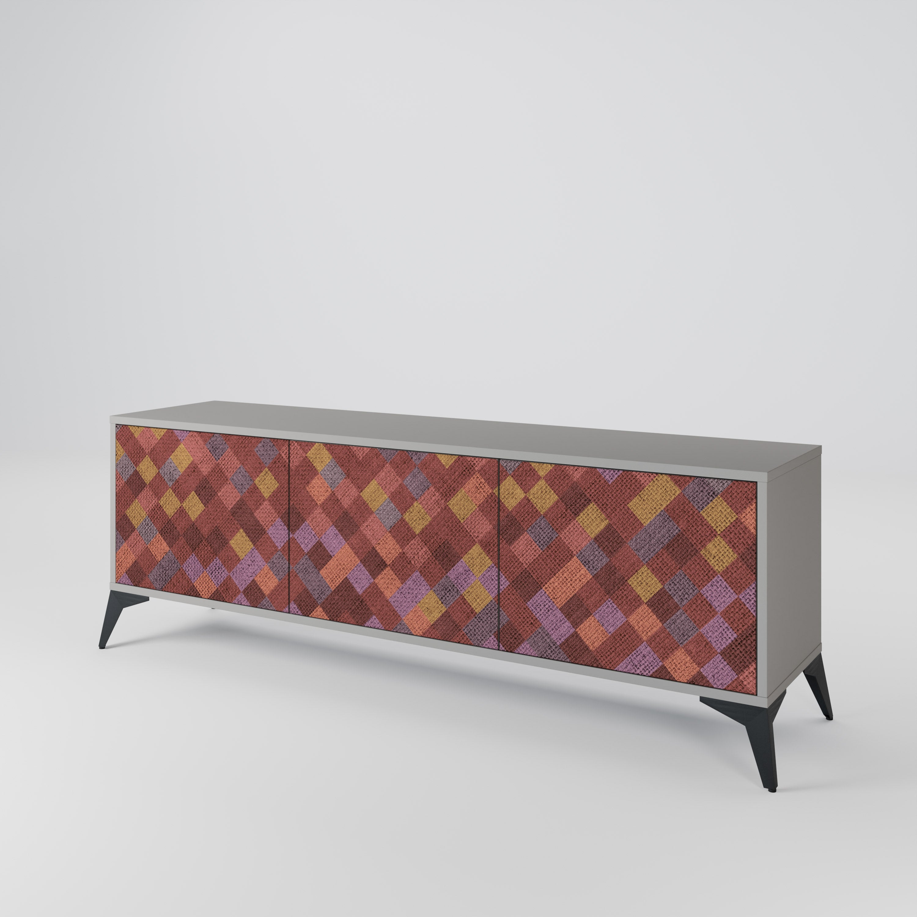 PAINTED SQUARES Mueble de TV de 3 Puertas