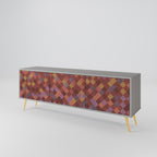 PAINTED SQUARES Mueble de TV de 3 Puertas en Acabado Gris