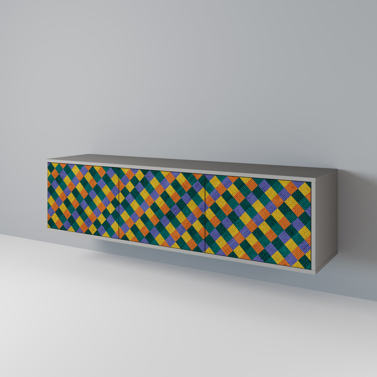 PAINTED SQUARES MIX Mueble de TV de 3 Puertas