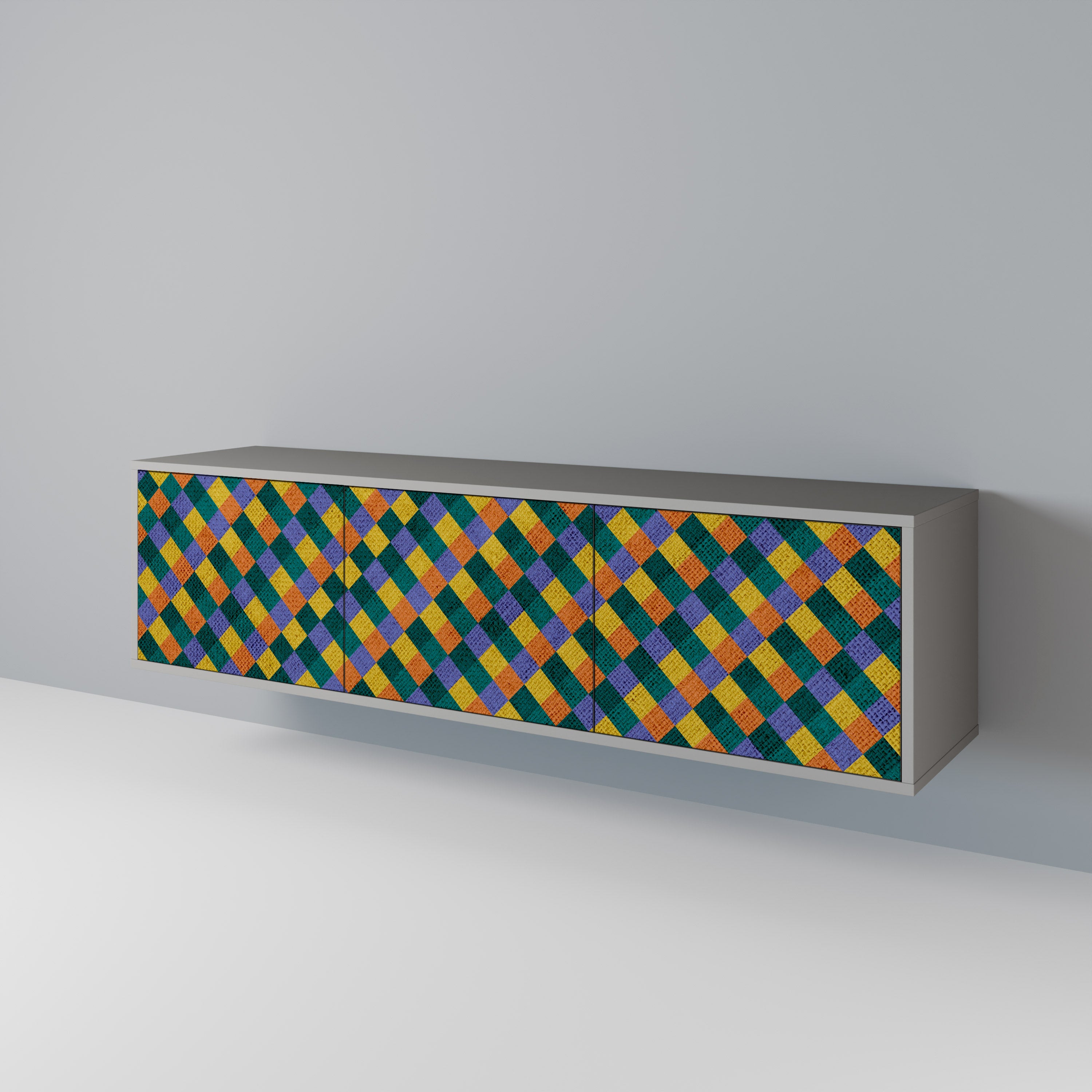PAINTED SQUARES MIX Mueble de TV de 3 Puertas