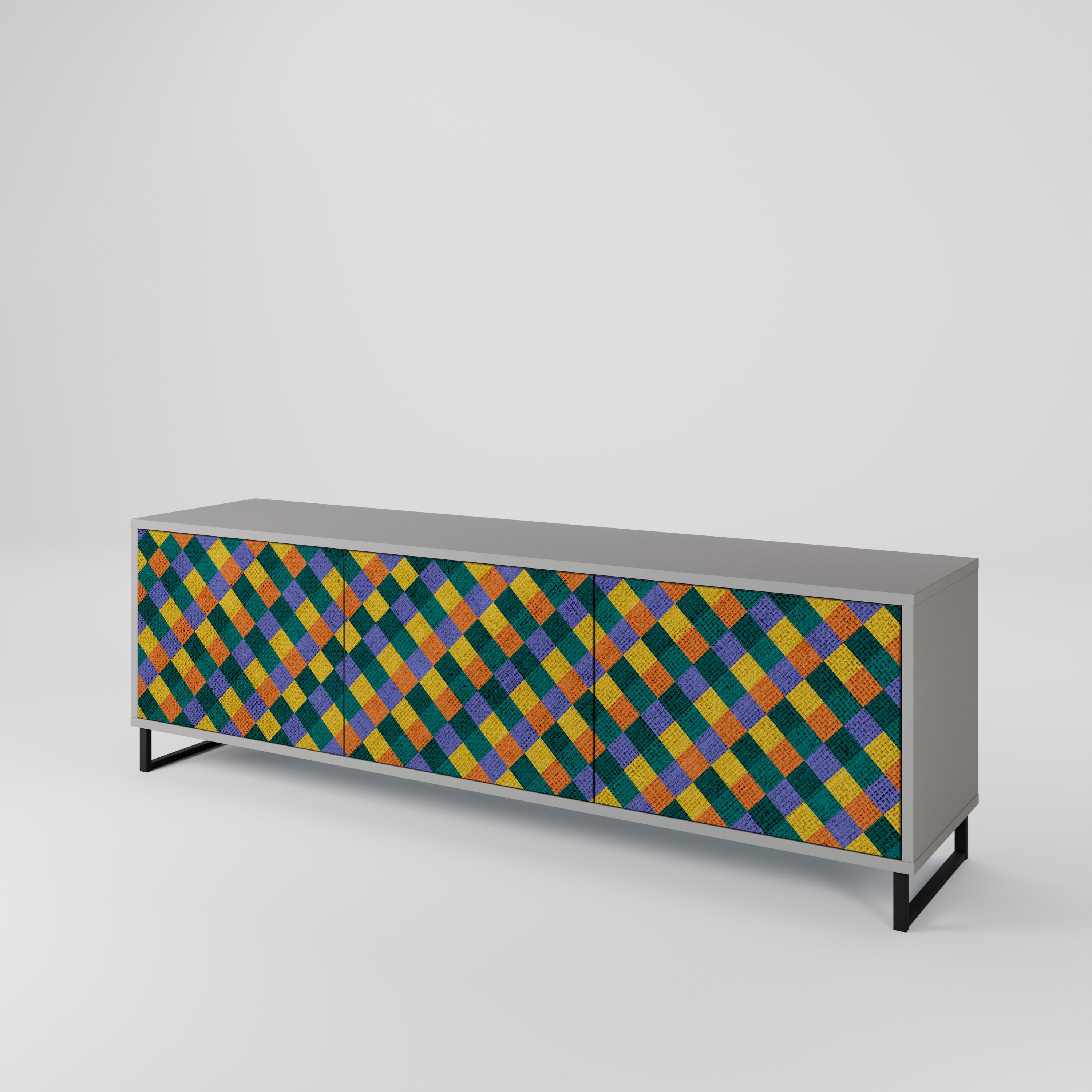 PAINTED SQUARES MIX Mueble de TV de 3 Puertas
