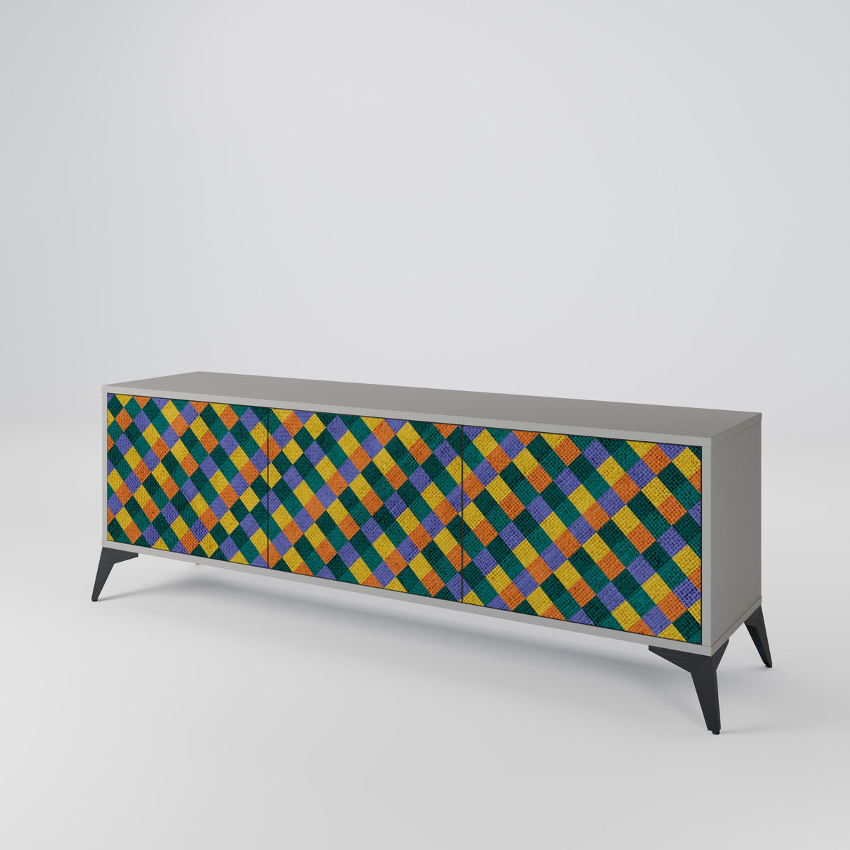 PAINTED SQUARES MIX Mueble de TV de 3 Puertas