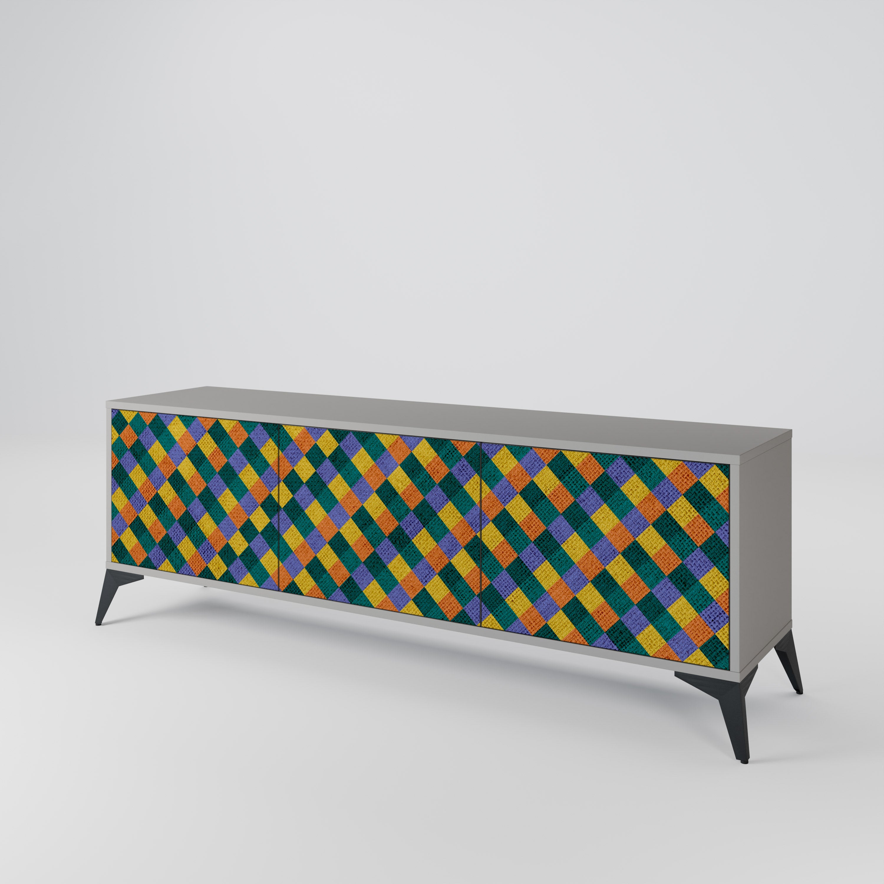 PAINTED SQUARES MIX Mueble de TV de 3 Puertas