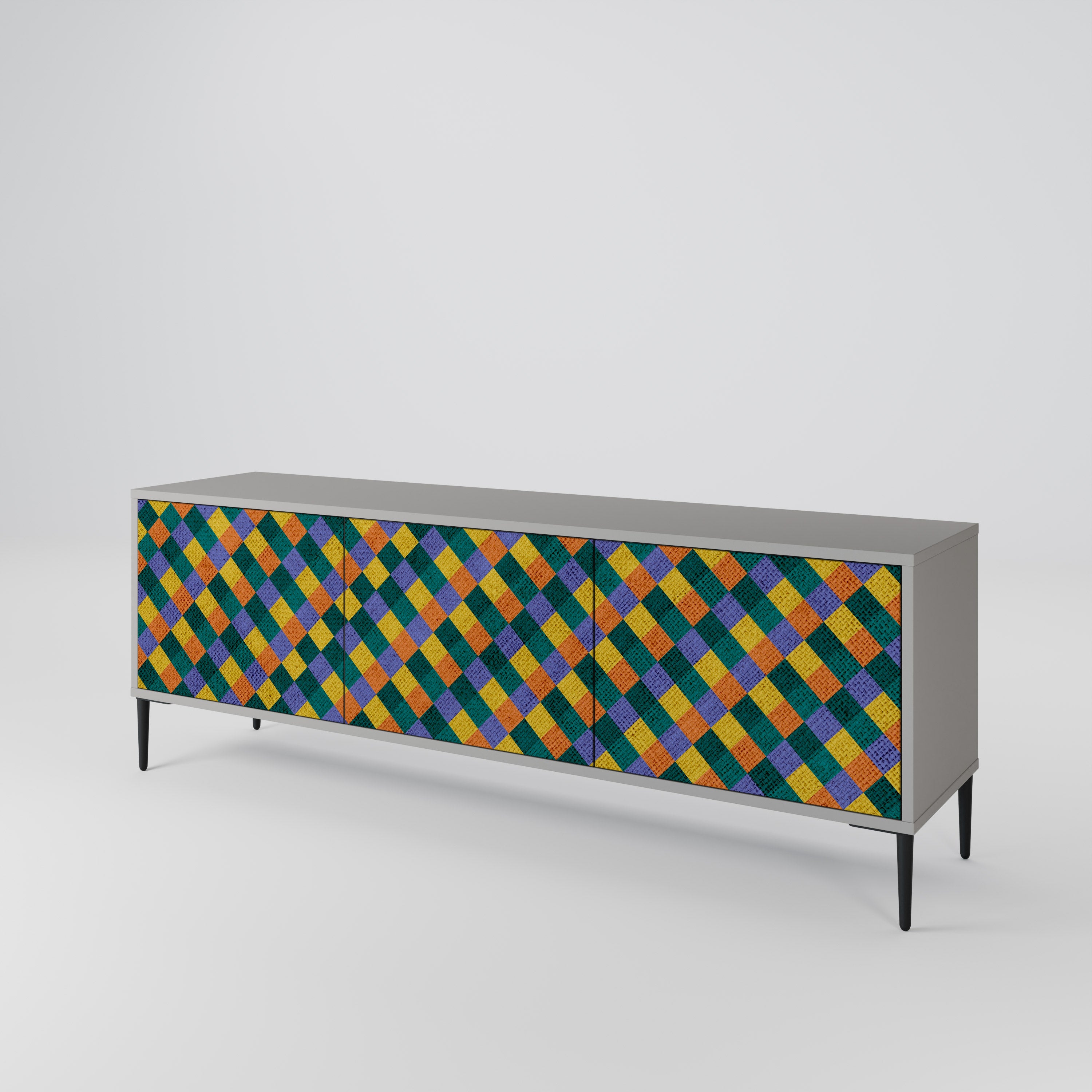PAINTED SQUARES MIX Mueble de TV de 3 Puertas