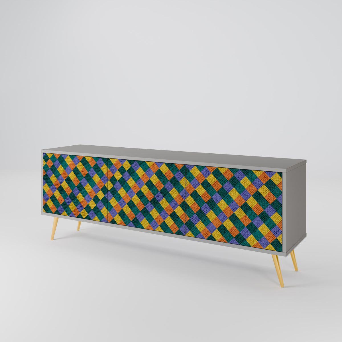 PAINTED SQUARES MIX Mueble de TV de 3 Puertas
