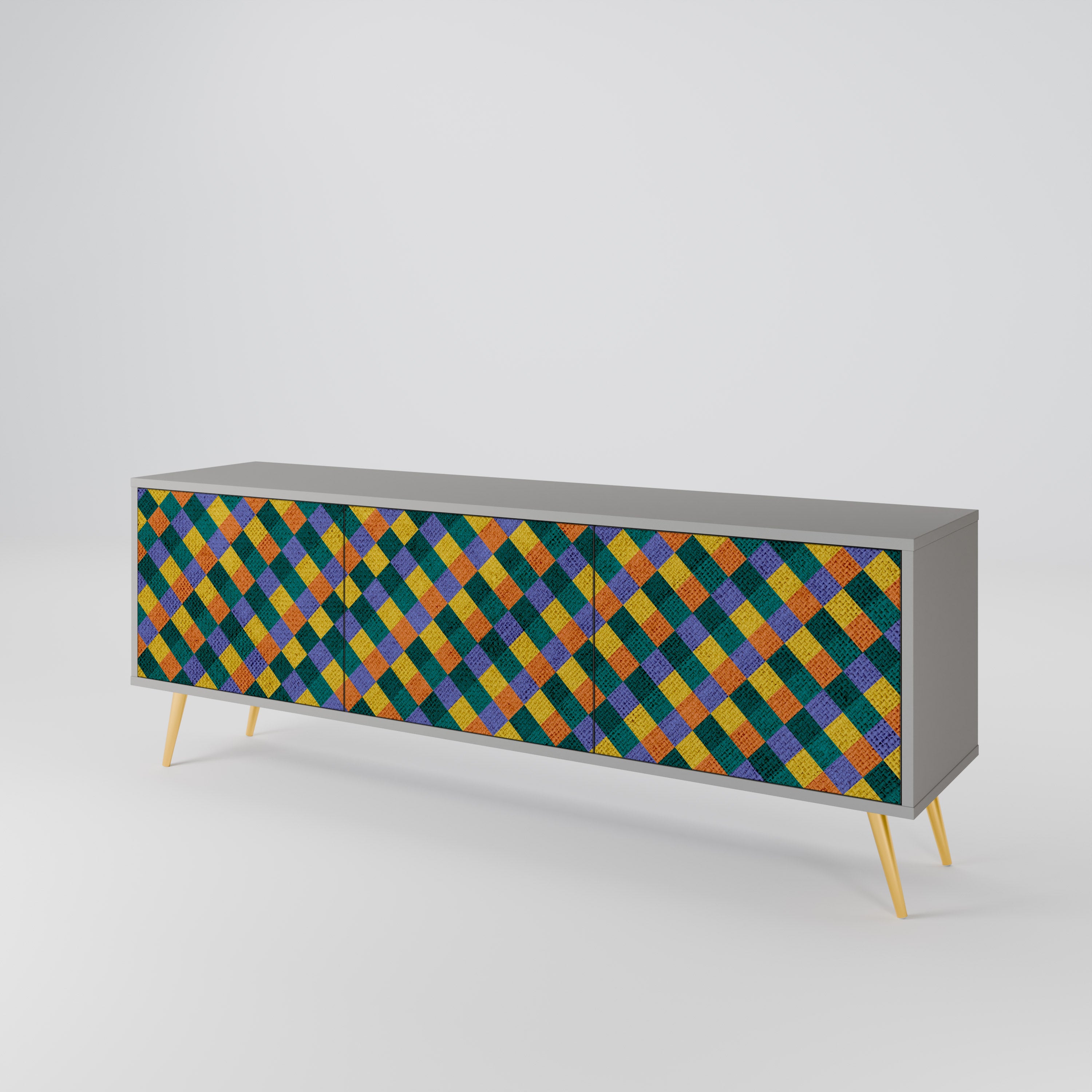 PAINTED SQUARES MIX Mueble de TV de 3 Puertas
