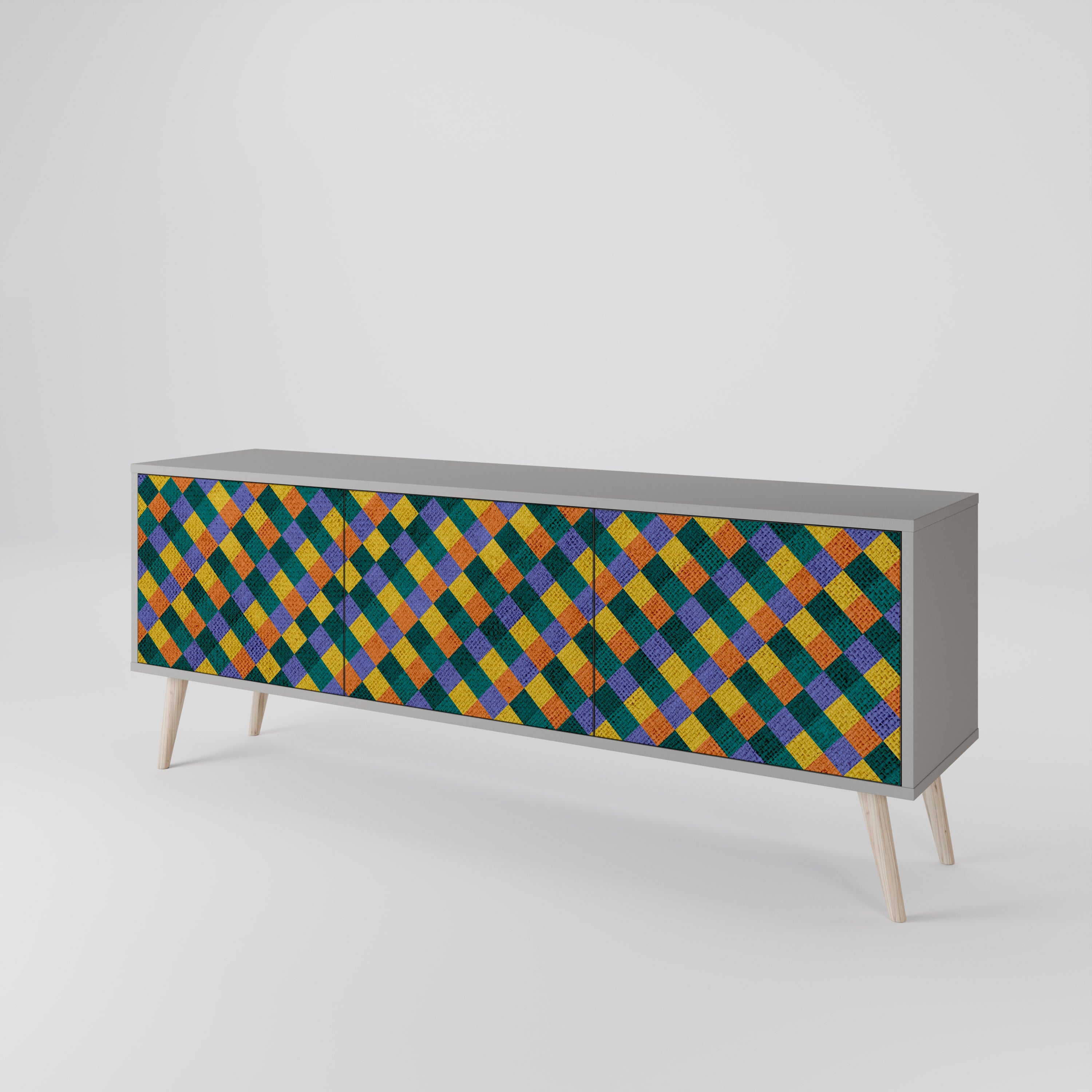 PAINTED SQUARES MIX Mueble de TV de 3 Puertas