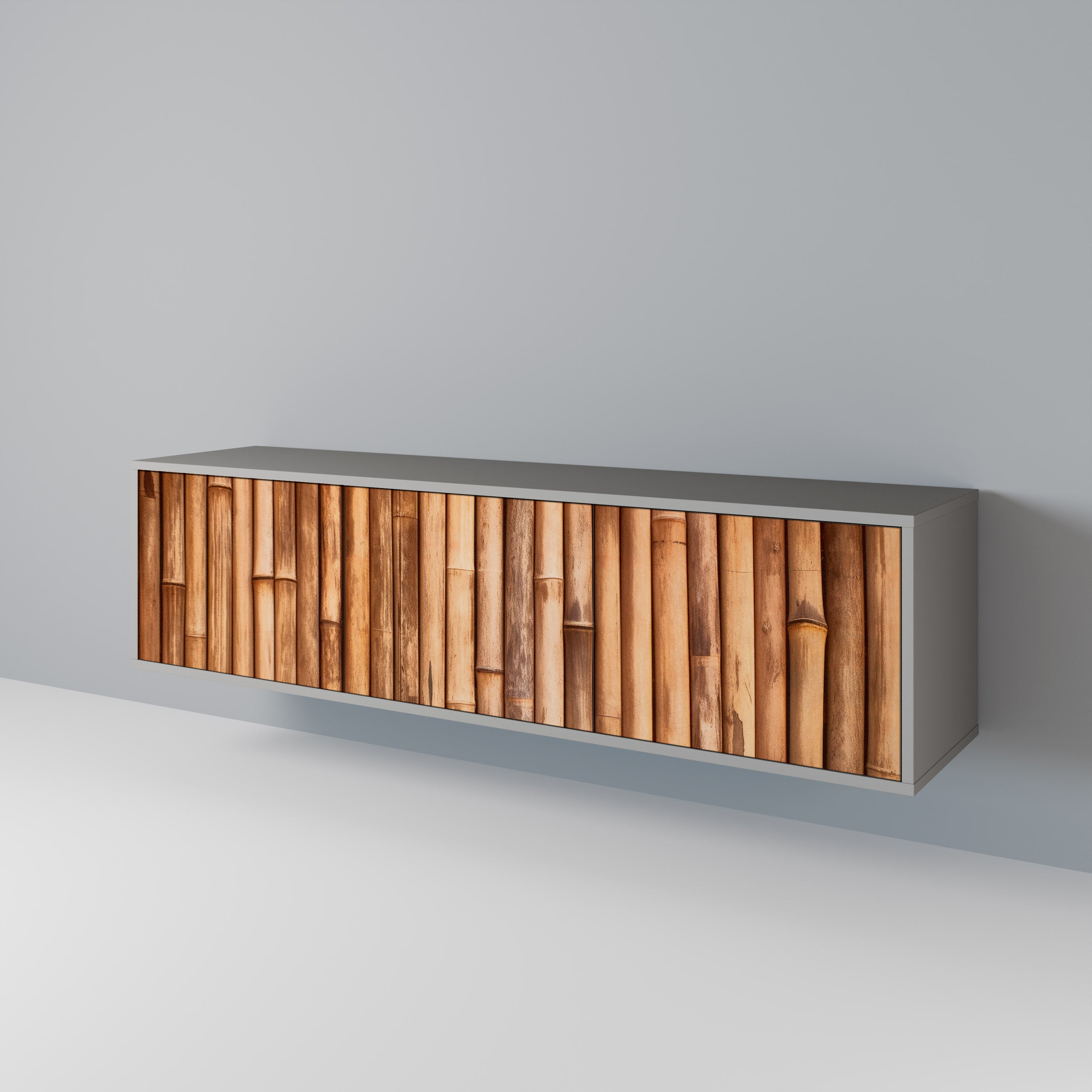NATURAL WOOD 3-Door TV Cabinet