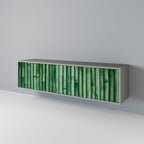 NATURAL GREEN 3-Door TV Stand in Grey Finish