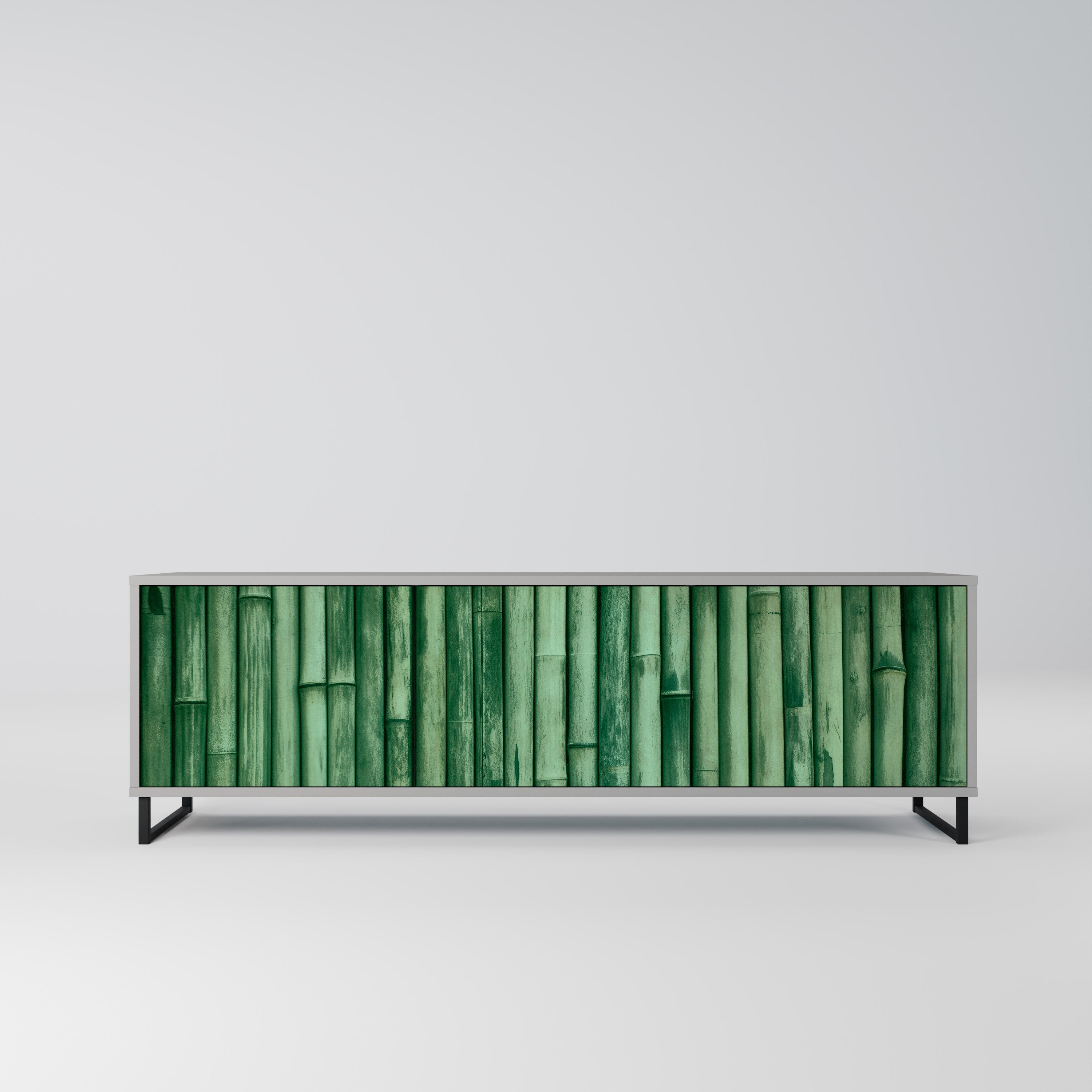 NATURAL GREEN 3-Door TV Stand in Grey Finish