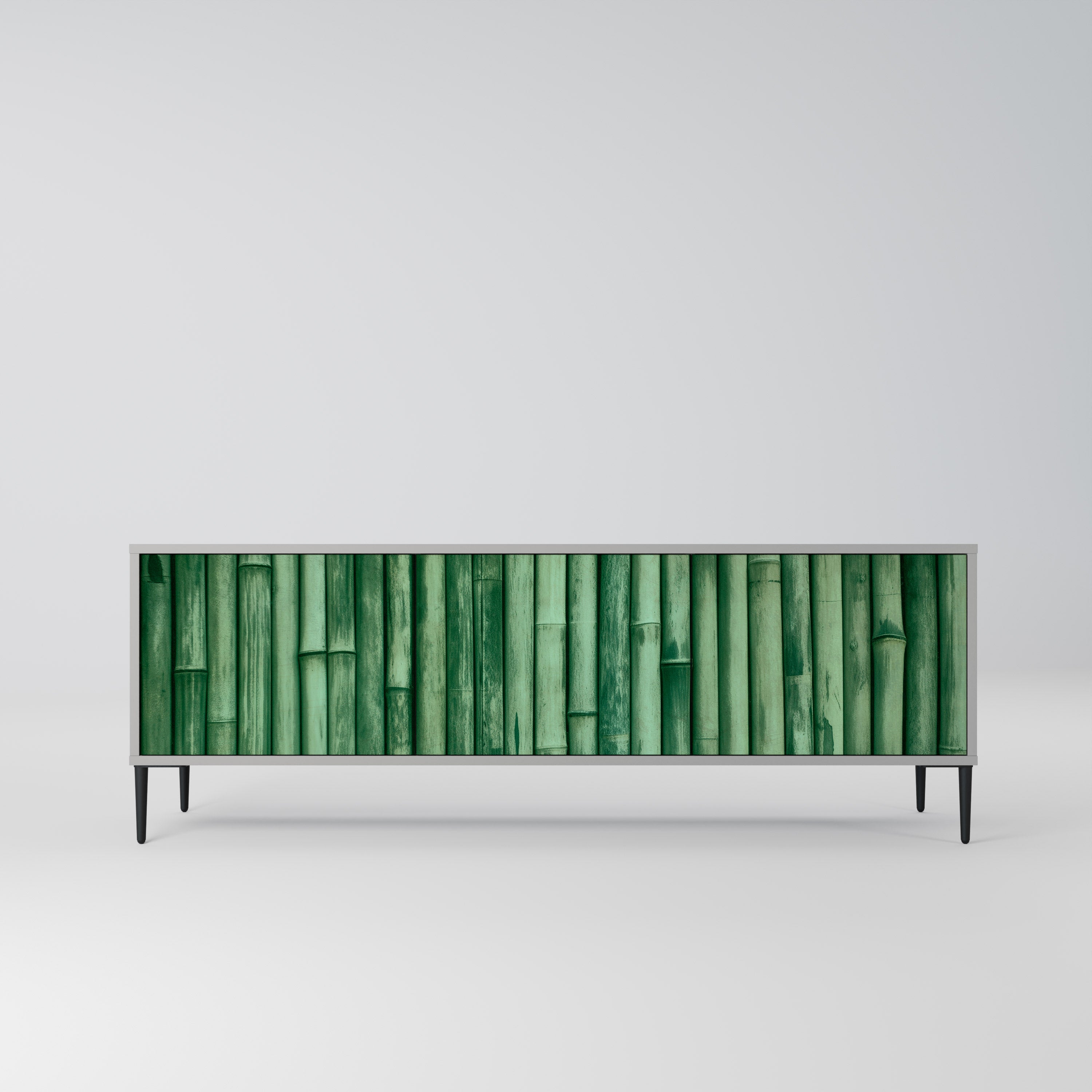 NATURAL GREEN 3-Door TV Stand in Grey Finish