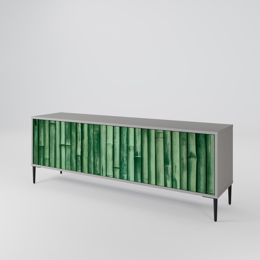 NATURAL GREEN 3-Door TV Stand in Grey Finish