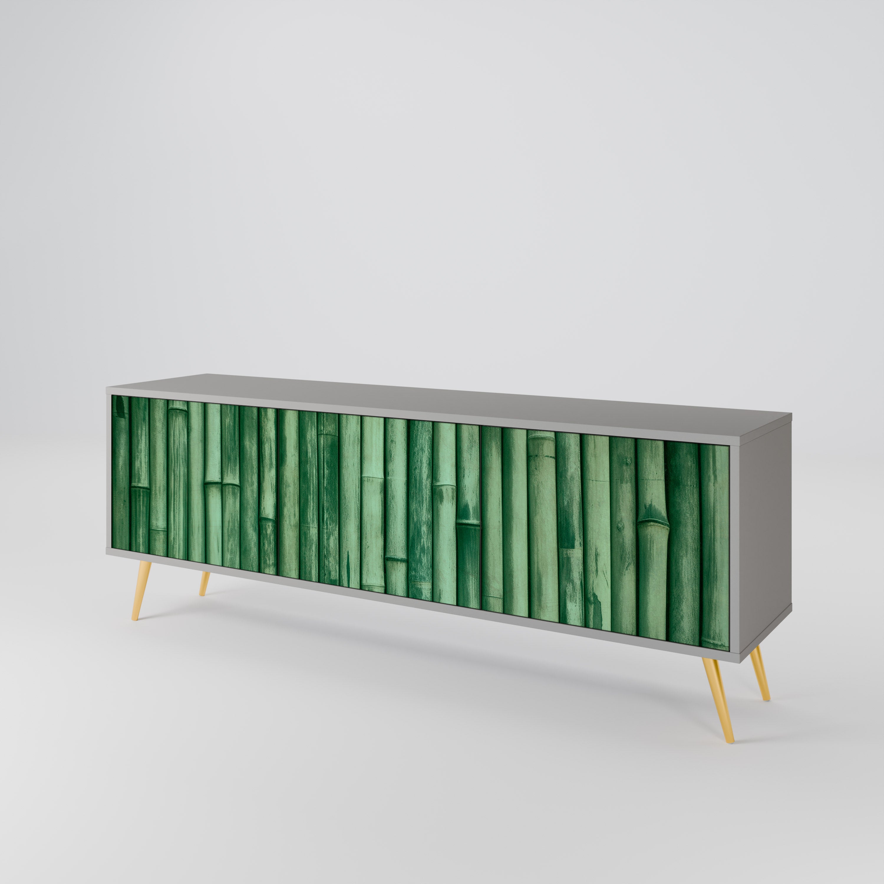 NATURAL GREEN 3-Door TV Stand in Grey Finish