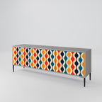 Mueble de TV de 3 puertas con acabado gris y NOSTALGIA COLORIDA