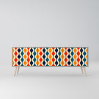 Mueble de TV de 3 puertas con acabado gris y NOSTALGIA COLORIDA