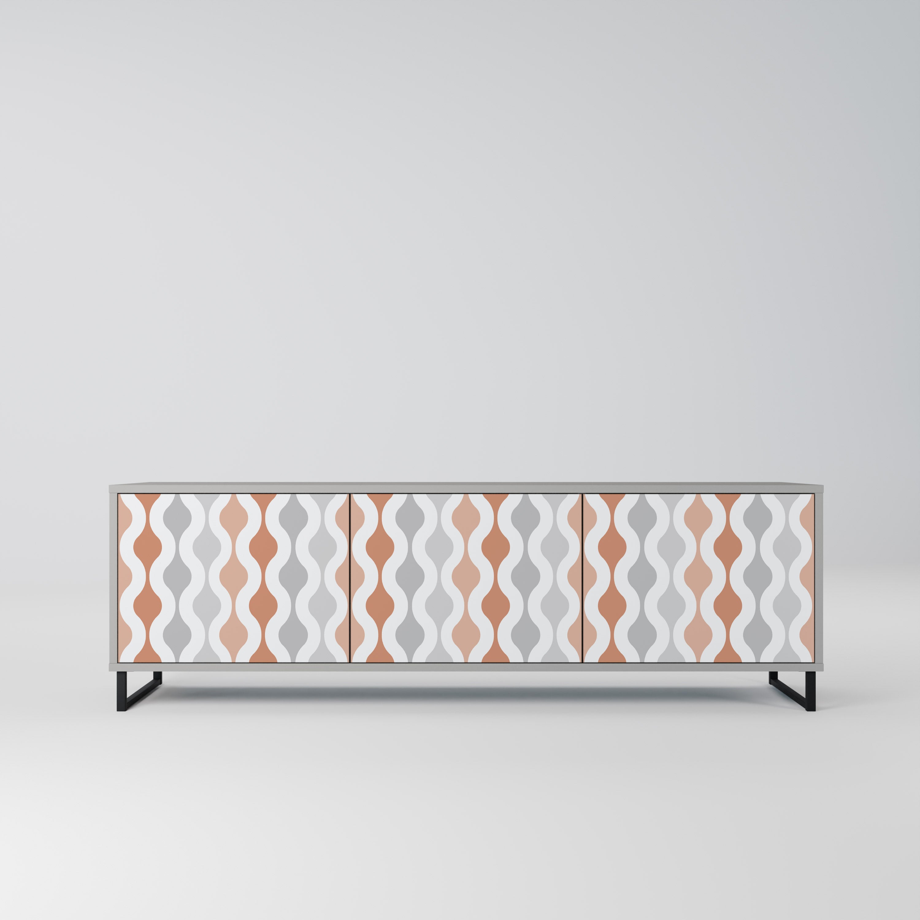 HAZY NOSTALGIA 3-Door TV Stand in Grey Finish